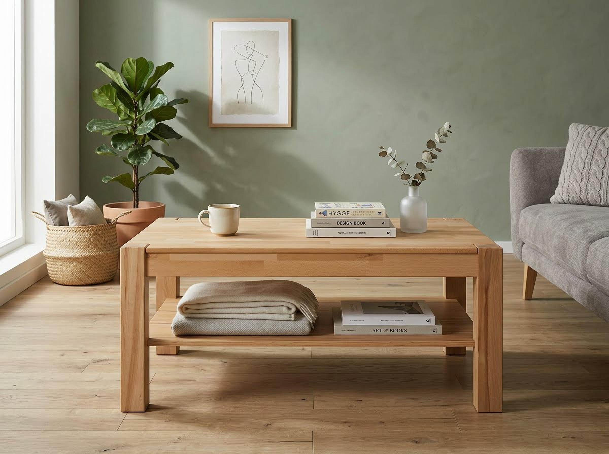 VOGL Möbelfabrik Couchtisch "Toronto" in 2 Größen, mit Ablageboden, teilmassiv, Höhe 46 cm, Made in Germany
