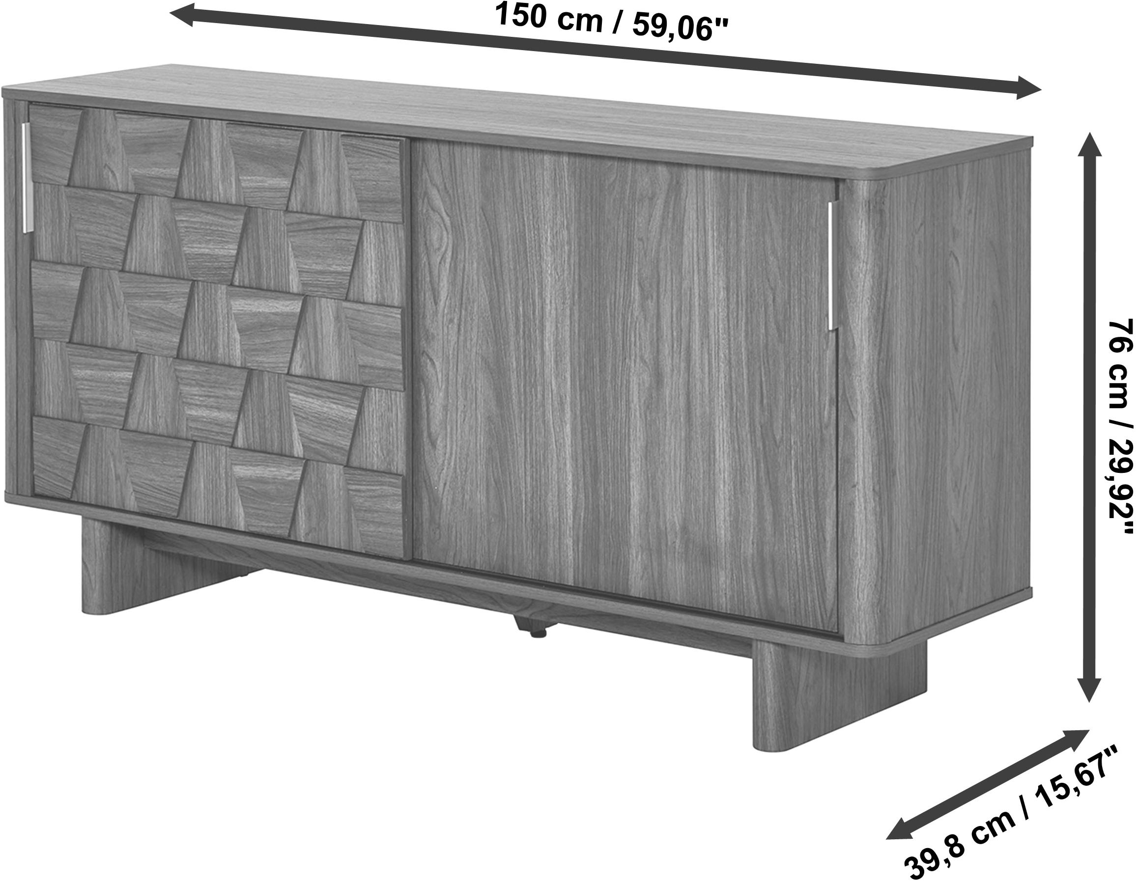 Jahnke Sideboard »CHESS SB 150«, (1 St.), Sideboard, 2 Schiebetüren, Breite ca. 150 cm