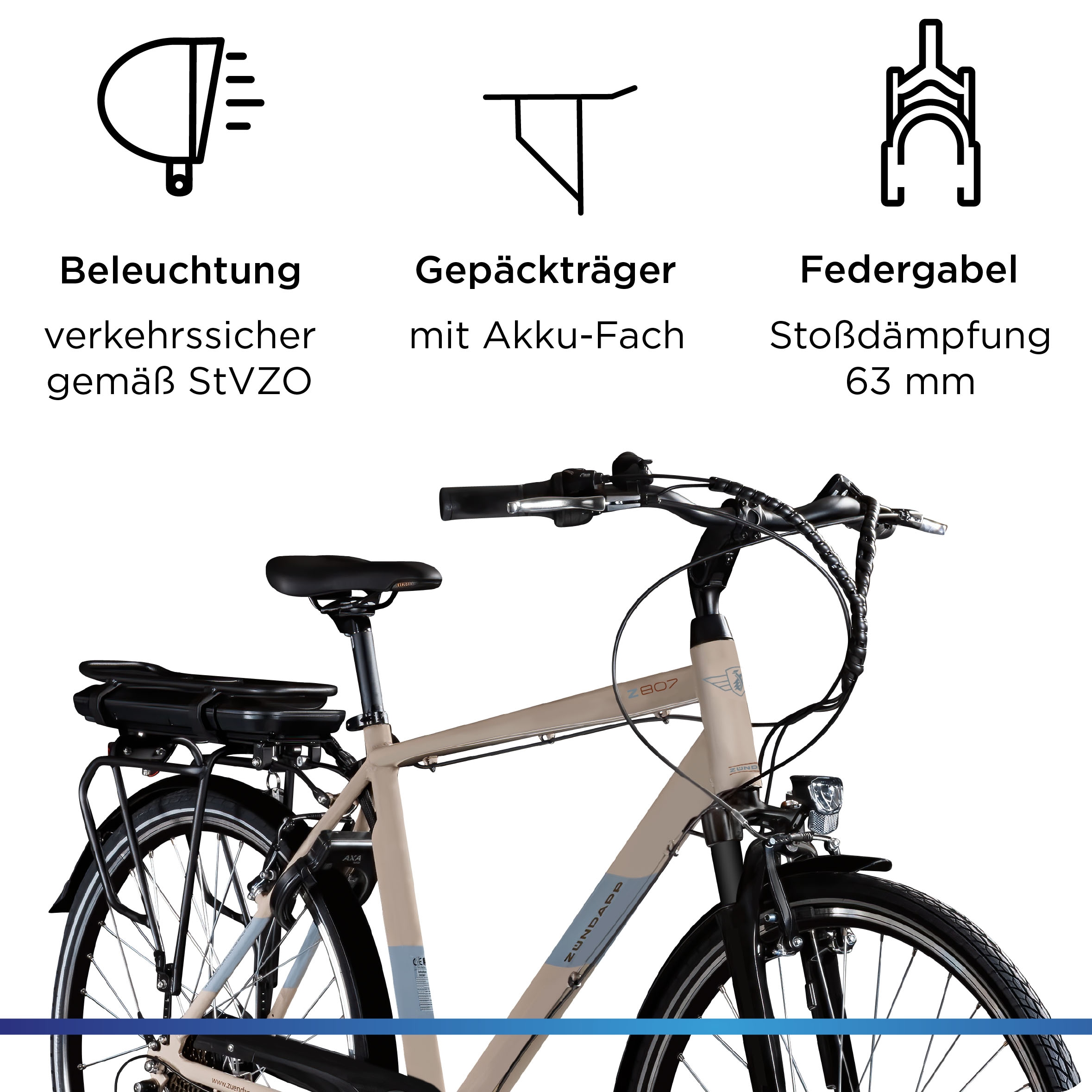 Zündapp E-Bike »Z807«, 7 Gang, Shimano, Altus, Heckmotor 250 W
