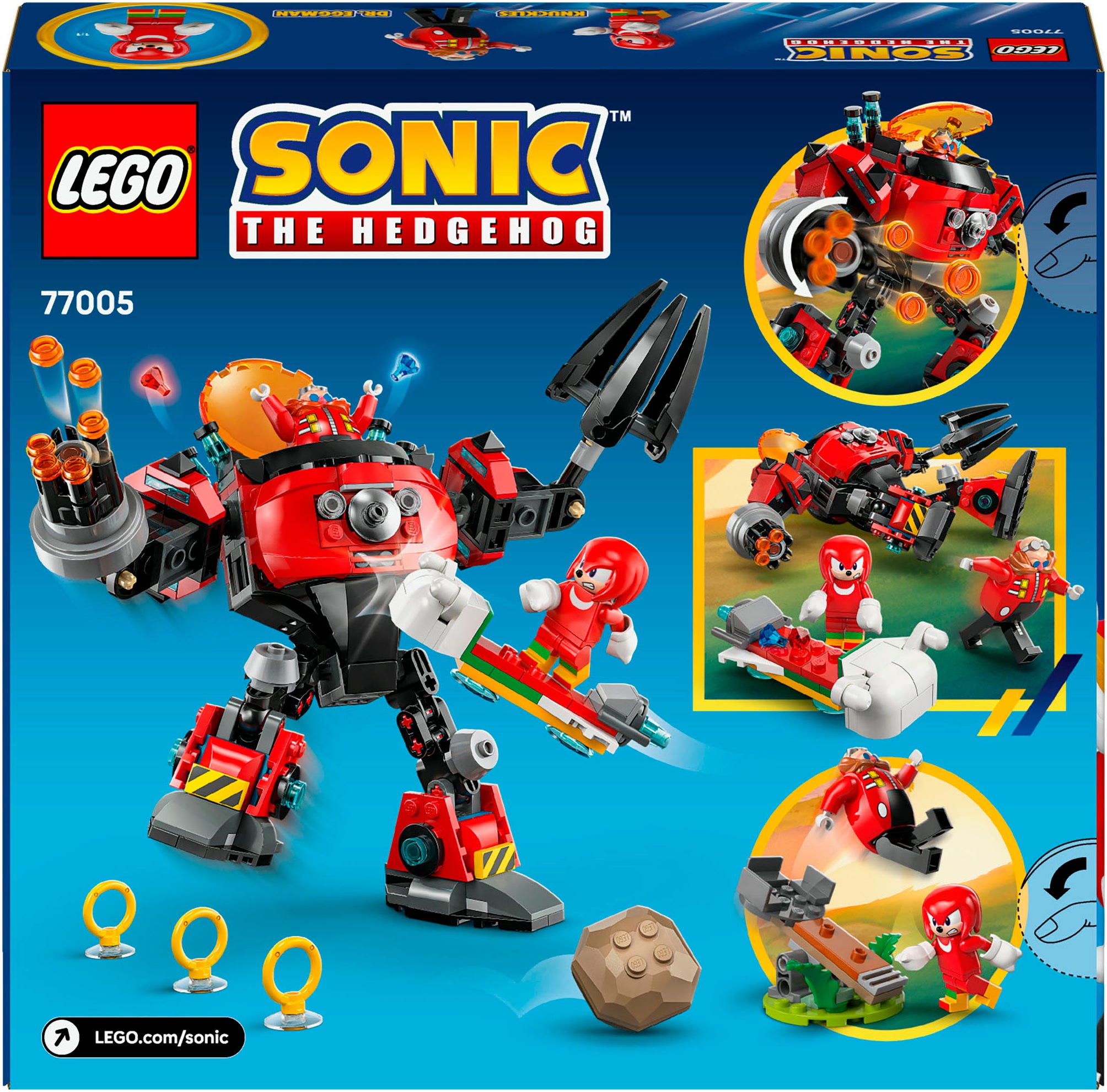 LEGO® Konstruktionsspielsteine »Knuckles vs. Dr. Eggmans Egg Crusher Mech (77005), LEGO Sonic«, (350 St.), Made in Europe
