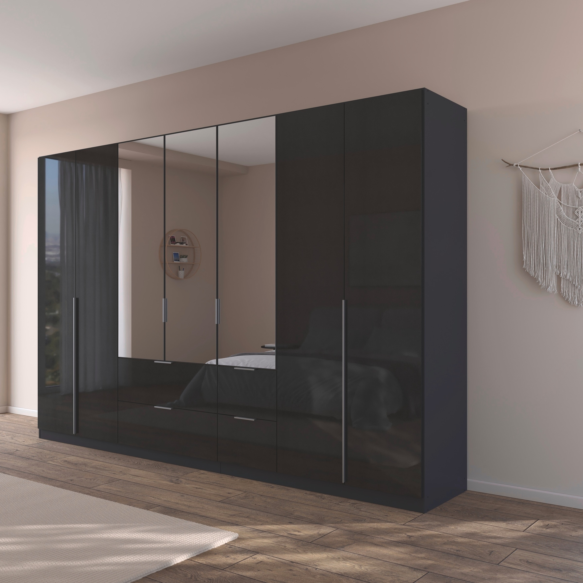 rauch Drehtürenschrank »Kleiderschrank Schrank Garderobe AGORDO mit Dekor- oder Hochglanzfront«, (in zwei Griff-Farben mit Dekor- oder Hochglanzfront), mit Außenschubkästen, in 6 Breiten und 2 Höhen MADE IN GERMANY