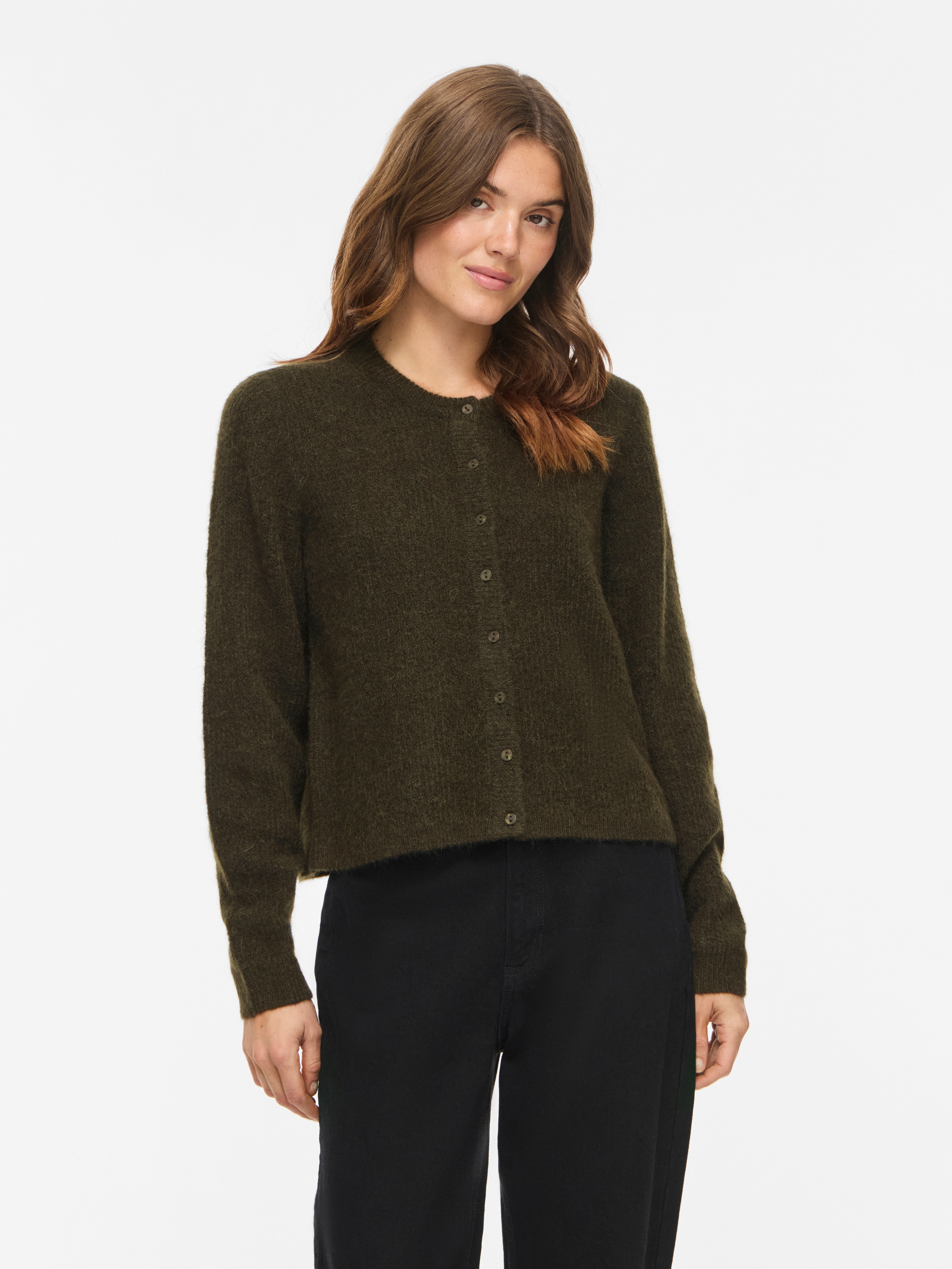 Vila Strickjacke "VILORY O-NECK L/S KNIT CARDIGAN-NOOS" Materialmix, regular fit