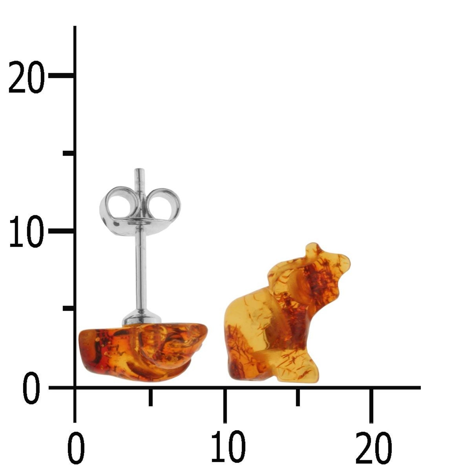 OSTSEE-SCHMUCK Paar Ohrstecker »- kleiner Elefant - Silber 925/000 - Bernstein«