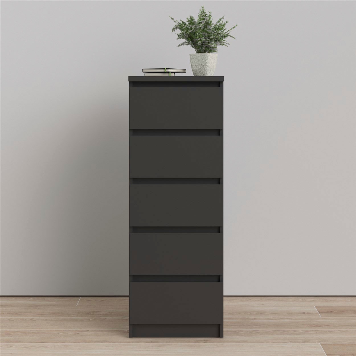 Home affaire Highboard "Naia, Hochkommode, 5 Schubladen, Aufbewahrung, grifflose Front" Modern, skandinavisches Design, Schmal, in mehrere Farben
