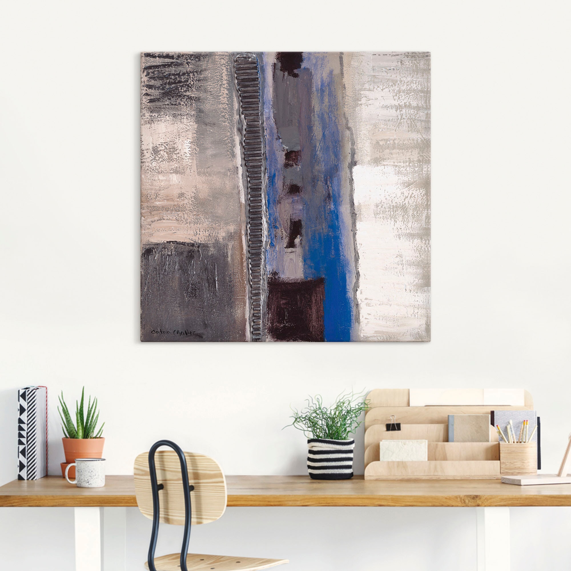 Artland Wandbild »Blau-silber Abstrakt II«, Muster, (1 St.), als Leinwandbild, Poster in verschied. Größen