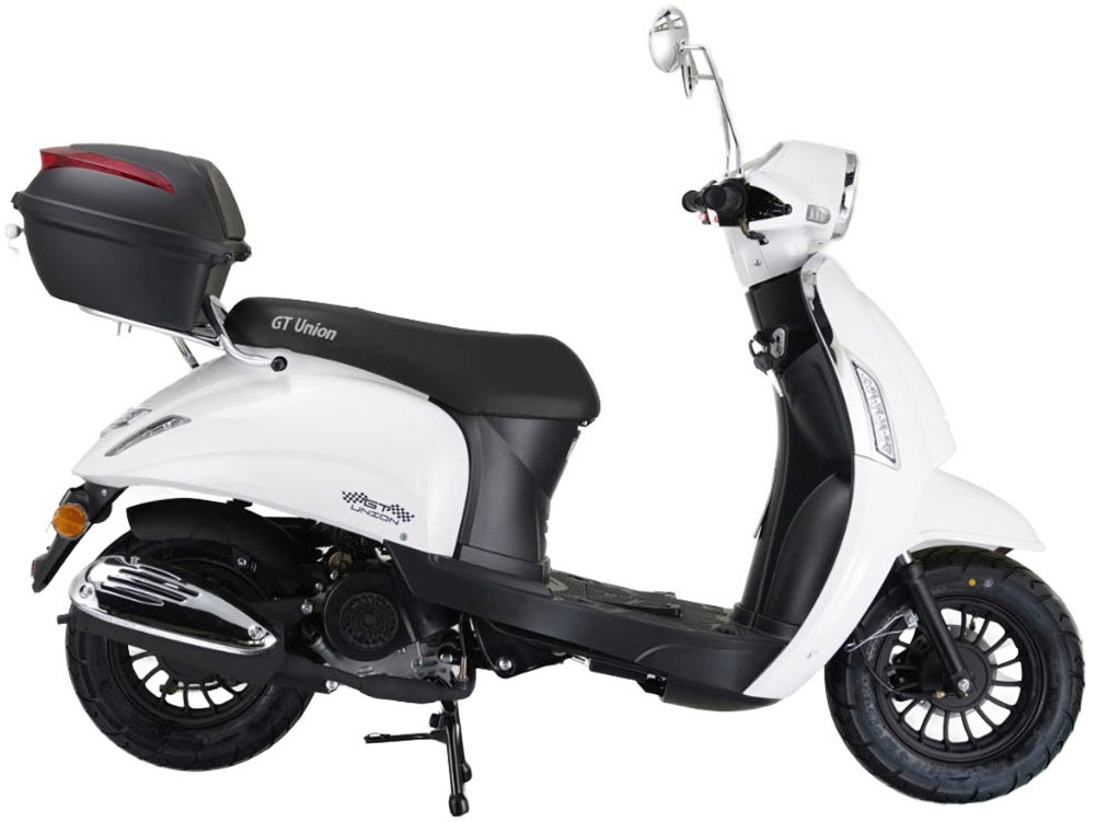 GT UNION Motorroller "Massimo 25", mit Topcase, 25 km/h, weiß, Motorroller, Luftgekühlter Motor