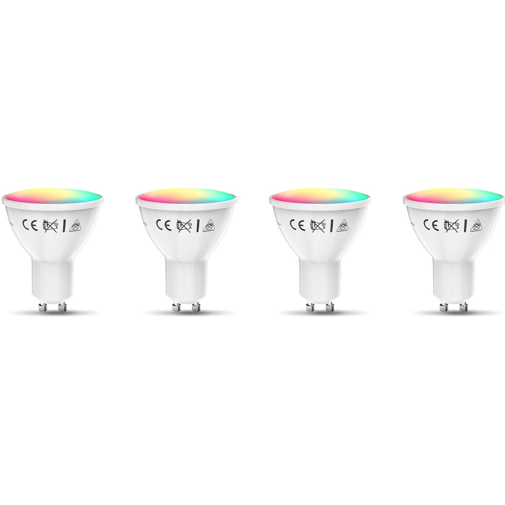 B.K.Licht LED-Leuchtmittel, GU10, 4 St., Farbwechsler, Smart Home LED-Lampe, RGB, WiFi, App-Steuerung, dimmba,r CCT Glühbirne