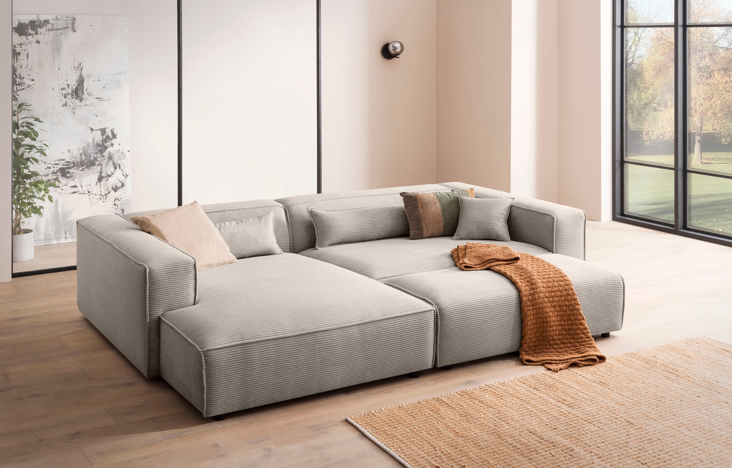 LeGer Home by Lena Gercke Ecksofa "PIARA XXL, L-Form, Schlaffunktion, Cord, günstig online kaufen