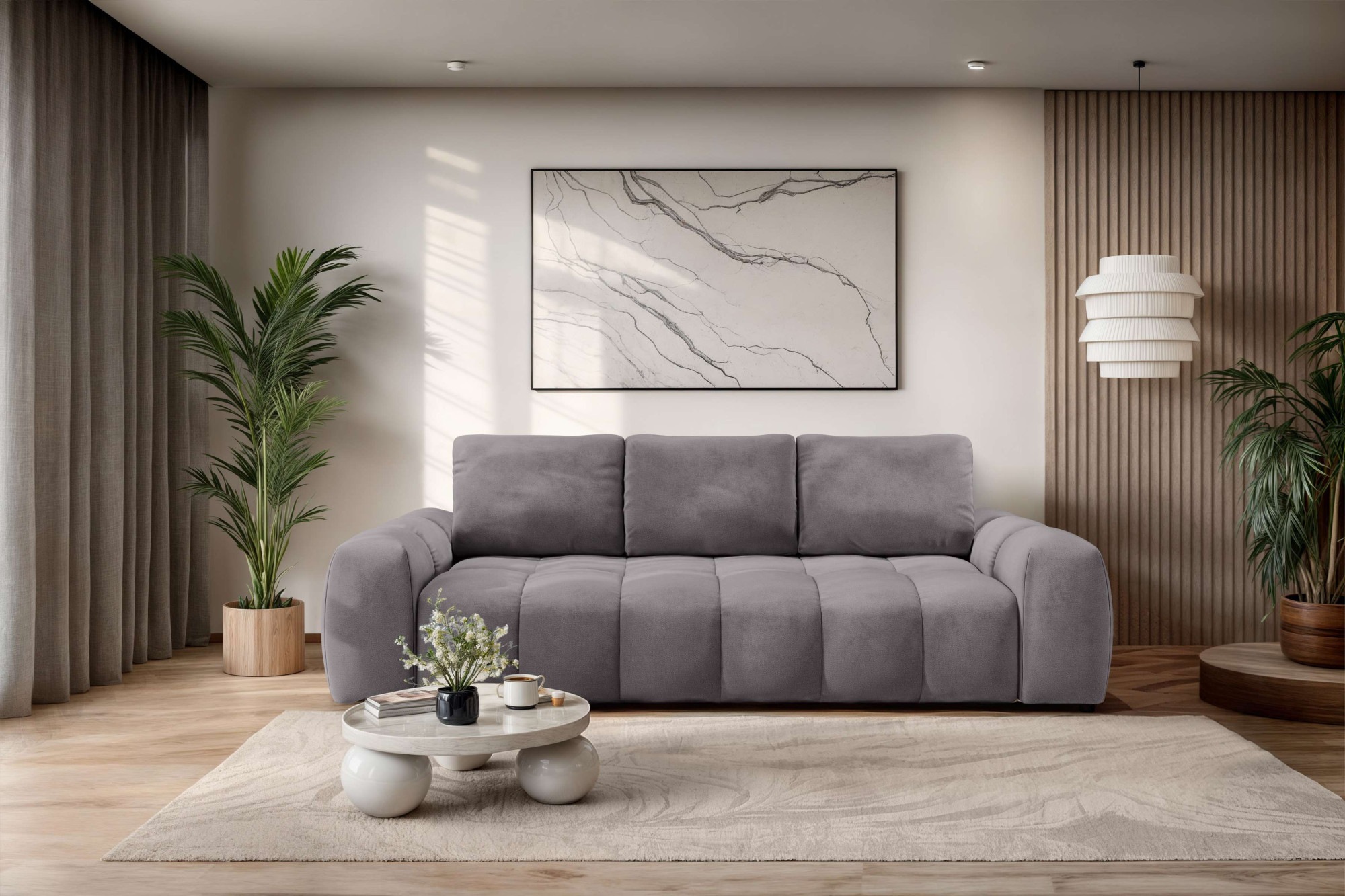 3-Sitzer OTTO HOME, B:253cm H:87,5cm T:113cmdunkelgrau, 100% Polyester, Sofas, "AZITA optionale Schlafsofa mit Bettkasten, Breite 253cm", Sofa mit