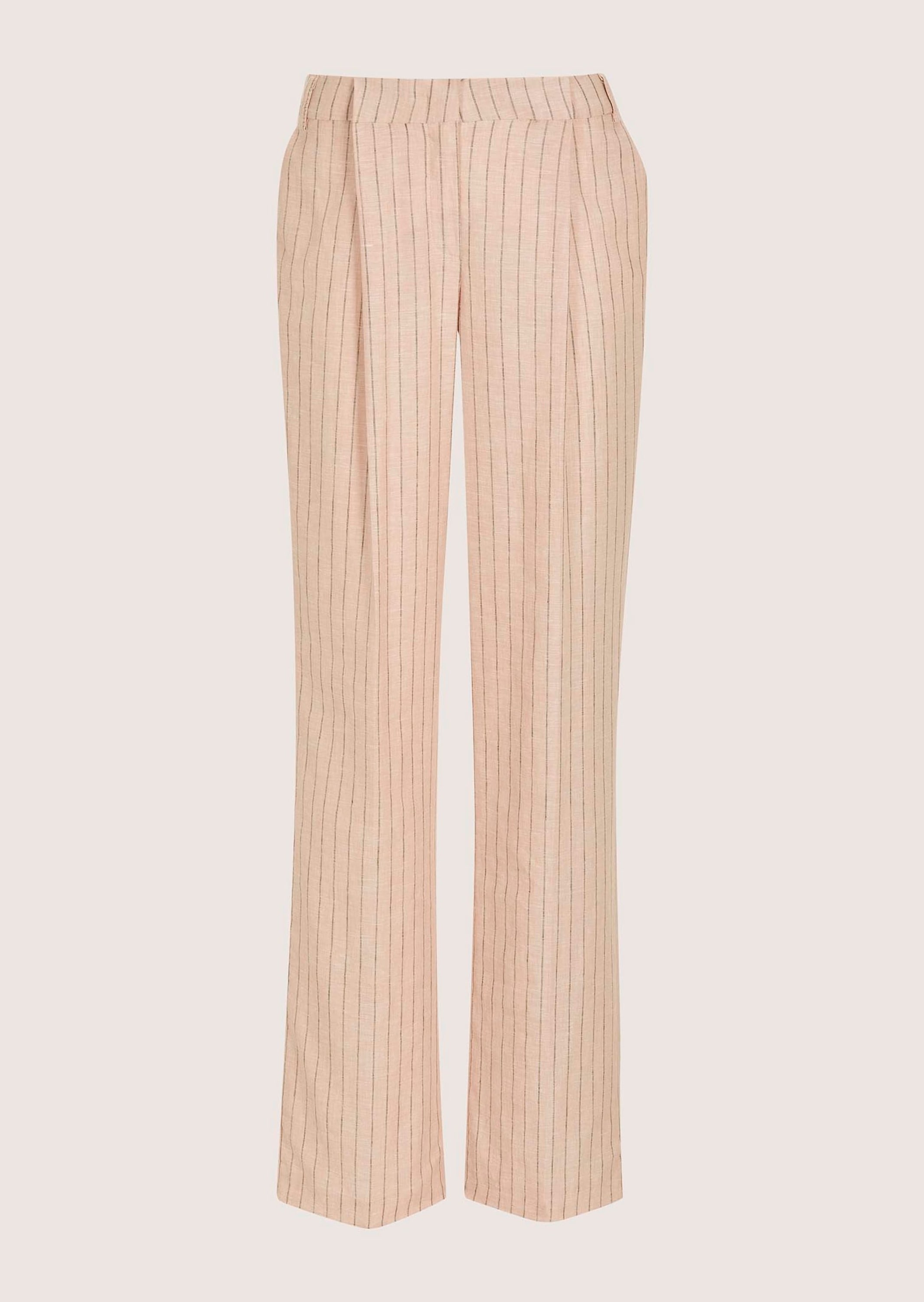 MADELEINE Stoffhose "Leinenhose Bundfaltenhose mit Nadelstreifen" Leinenmischung mit Nadelstreifen