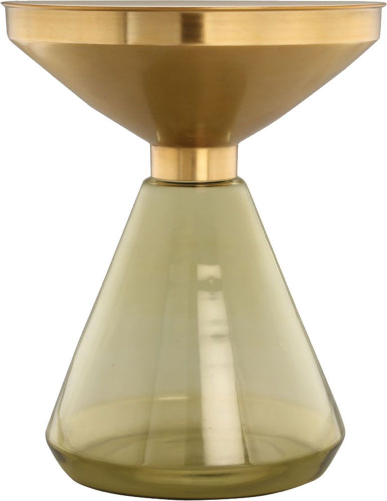 Kayoom Beistelltisch »Roman 325, mundgeblasener Glaskorpus«, (1 St.), mundgeblasener Glaskorpus, Retro-Design, goldene Metall-Tischplatte