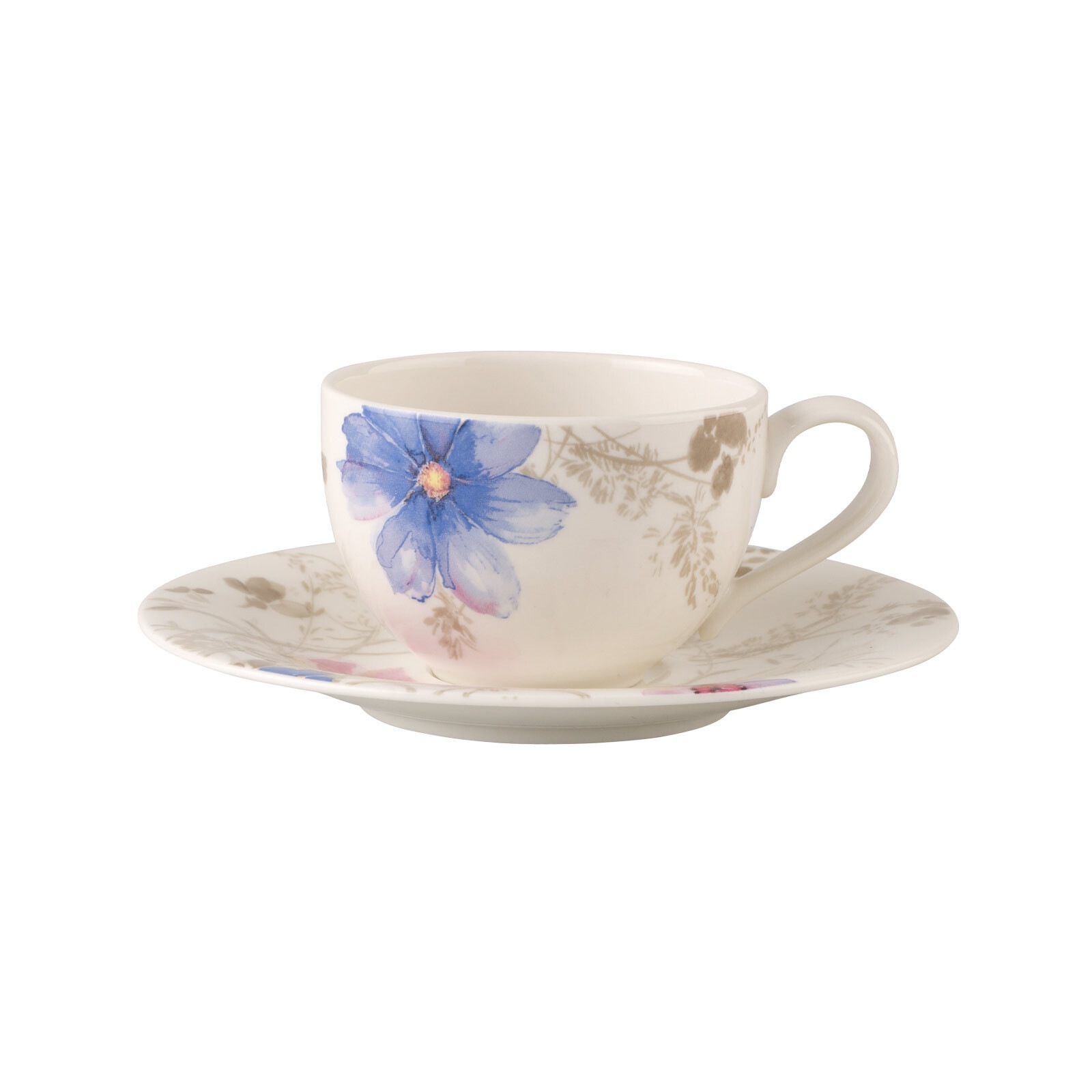 Villeroy & Boch Tasse "Kaffeetasse mit Untertasse Mariefleur Gris Basic 150 ml bunt"