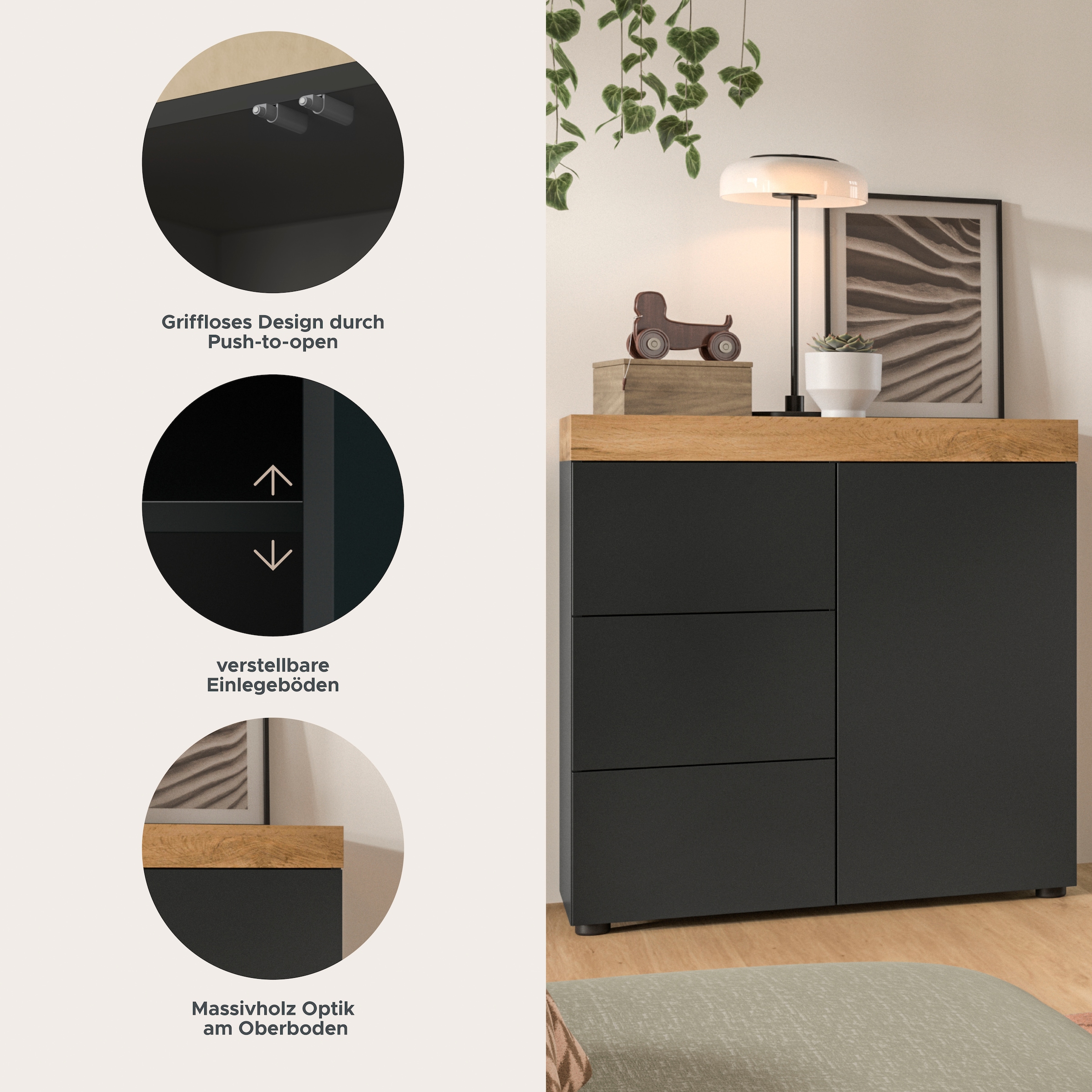 OTTO home Kommode »MAMBO« 2 farbige Ausführung, in verschiedenen Farben erhältlich, 1 Stk. tlg. Kommode, Anrichte, Wohnzimmer, Schlafzimmer