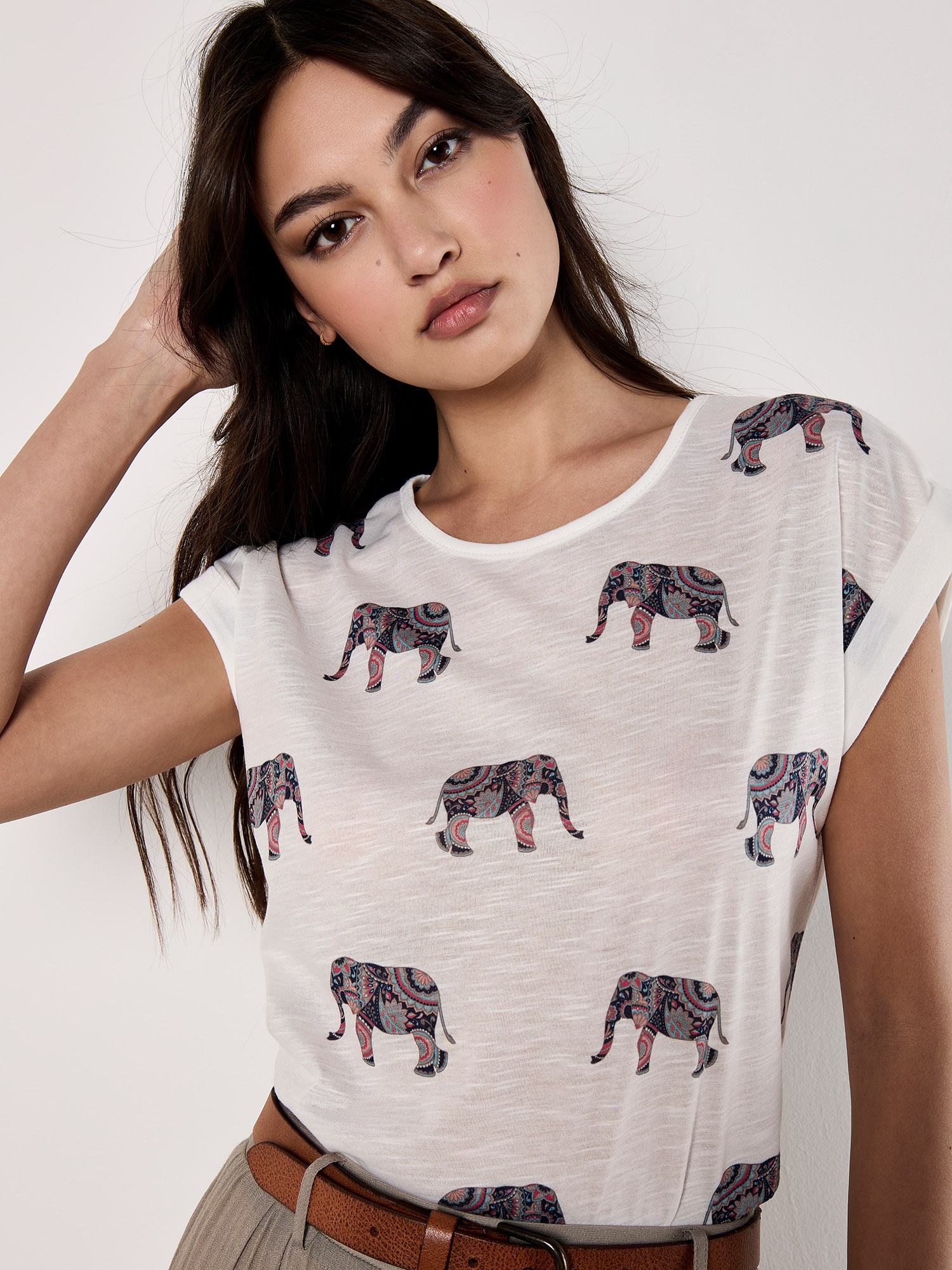 Apricot T-Shirt "Slub T-Shirt mit Elefantenmotiv"