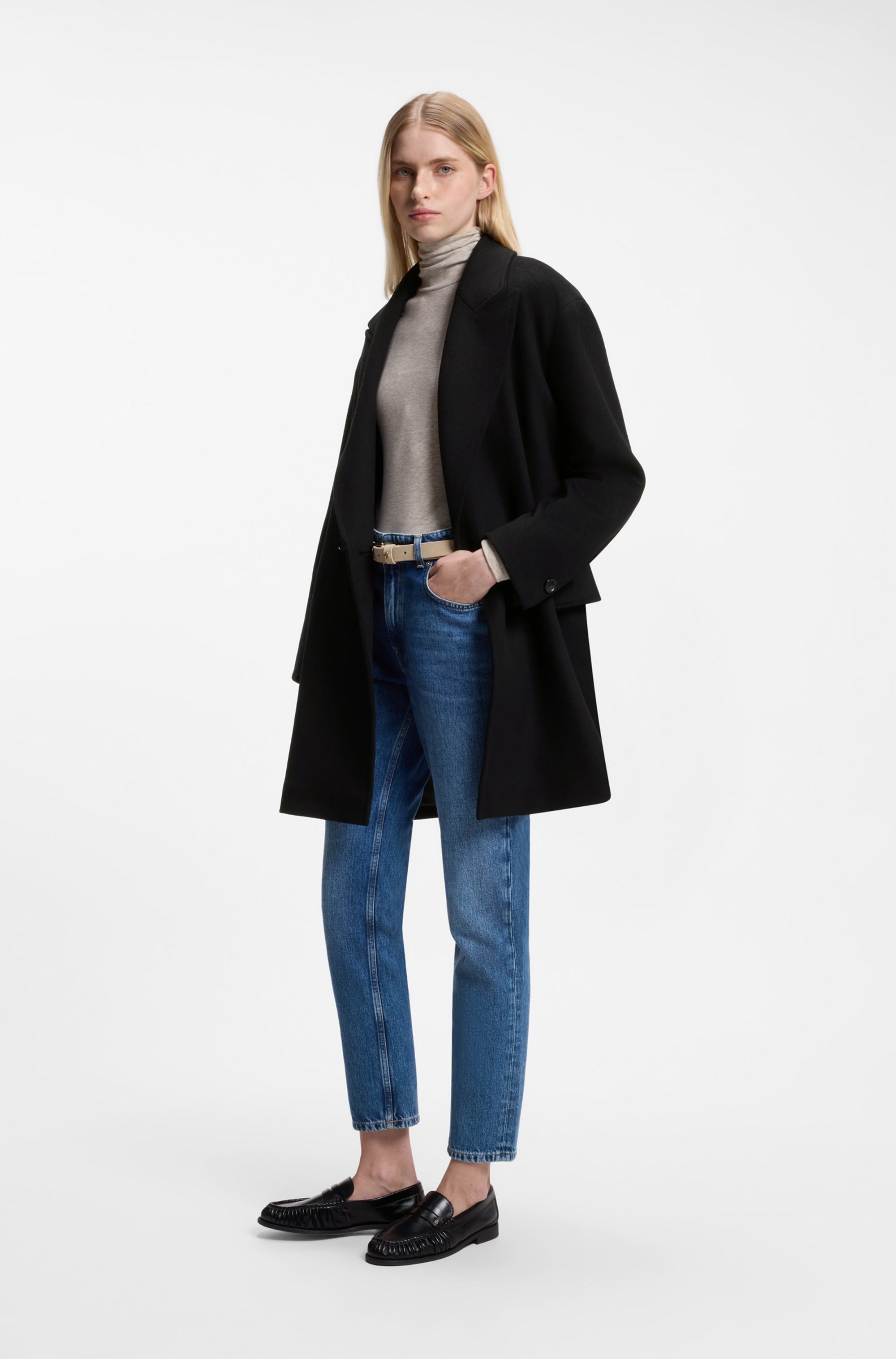 BOSS ORANGE Kurzmantel "Calesarina Premium Damenmode" Blazermantel aus Woll-Mix