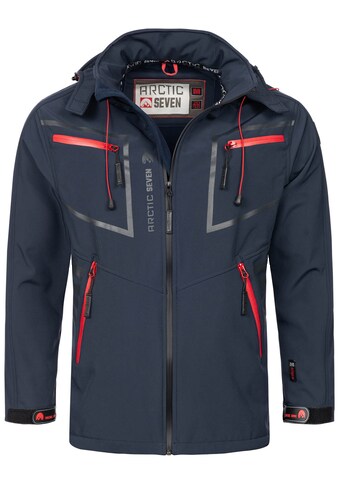 Softshelljacke »ASPierr«, sportliche Outdoor Funktionsjacke mit abnehmbarer Kapuze