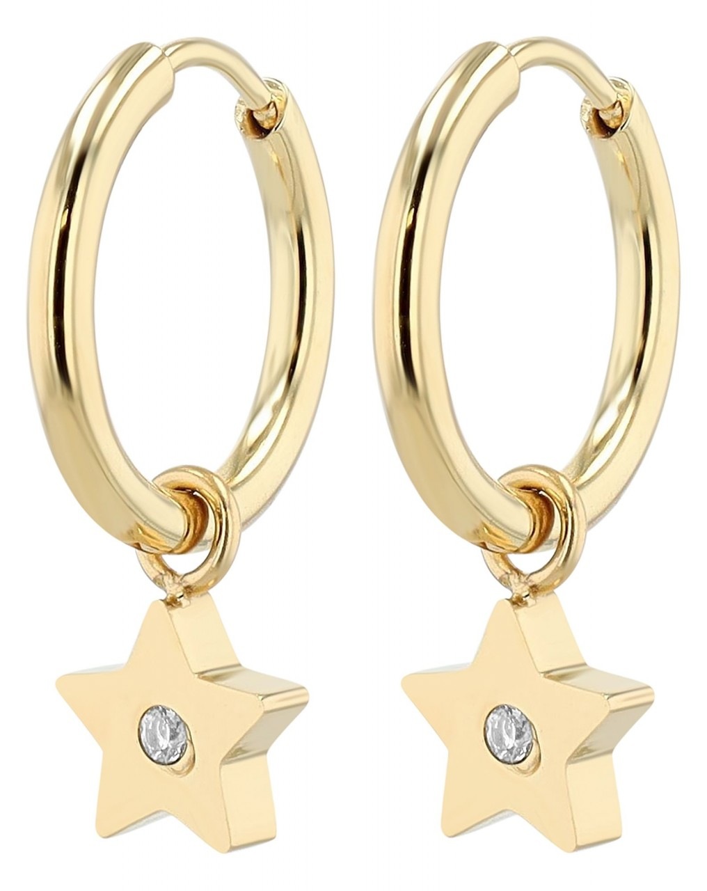 Adelia´s Paar Ohrhänger »Damen Ohrhänger aus Edelstahl mit Stern und Strass - - Ø 12 mm«