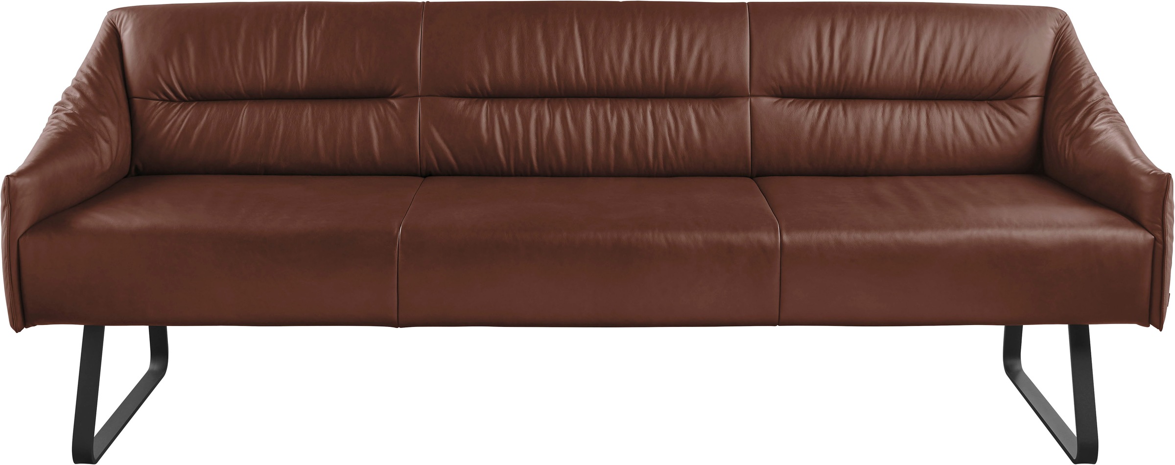 Essbank MUSTERRING "JustB SP500", braun (chestnut), B:232cm H:86cm T:70cm, Sitzbänke, Essbank, Metallkufe schwarz, verschiedene Farben, Breite 220 oder 250 cm 2