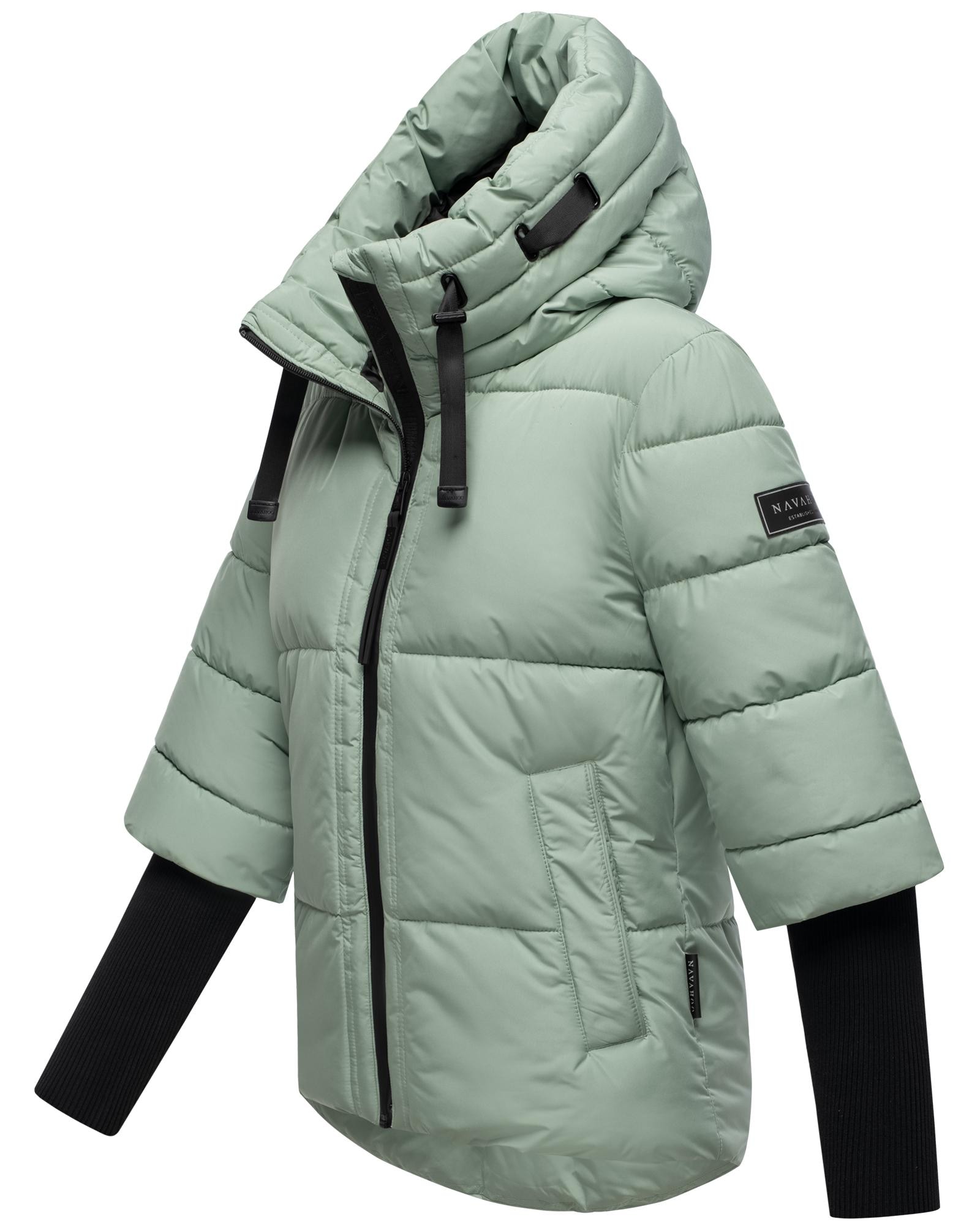 Navahoo Steppjacke »Lotusherz XIV«, mit Kapuze, Warme gesteppte Winterjacke mit Rippstrickärmeln