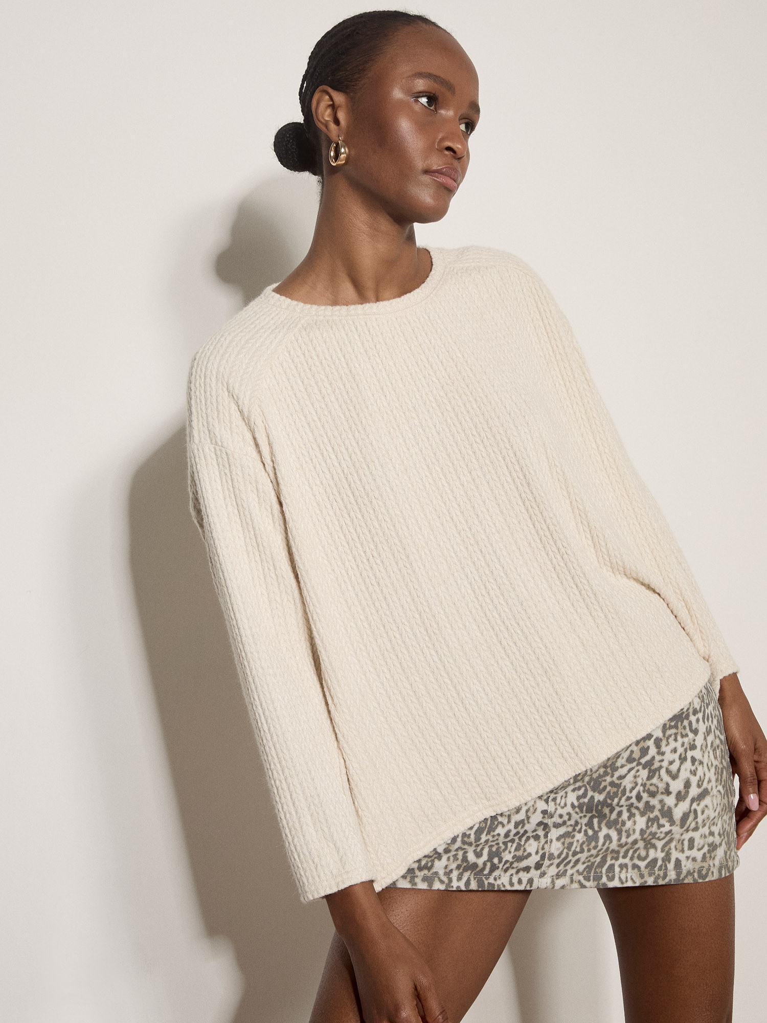 Apricot Strickpullover "Jersey-Oberteil aus Jacquard-Strick" in Oversize-Passform