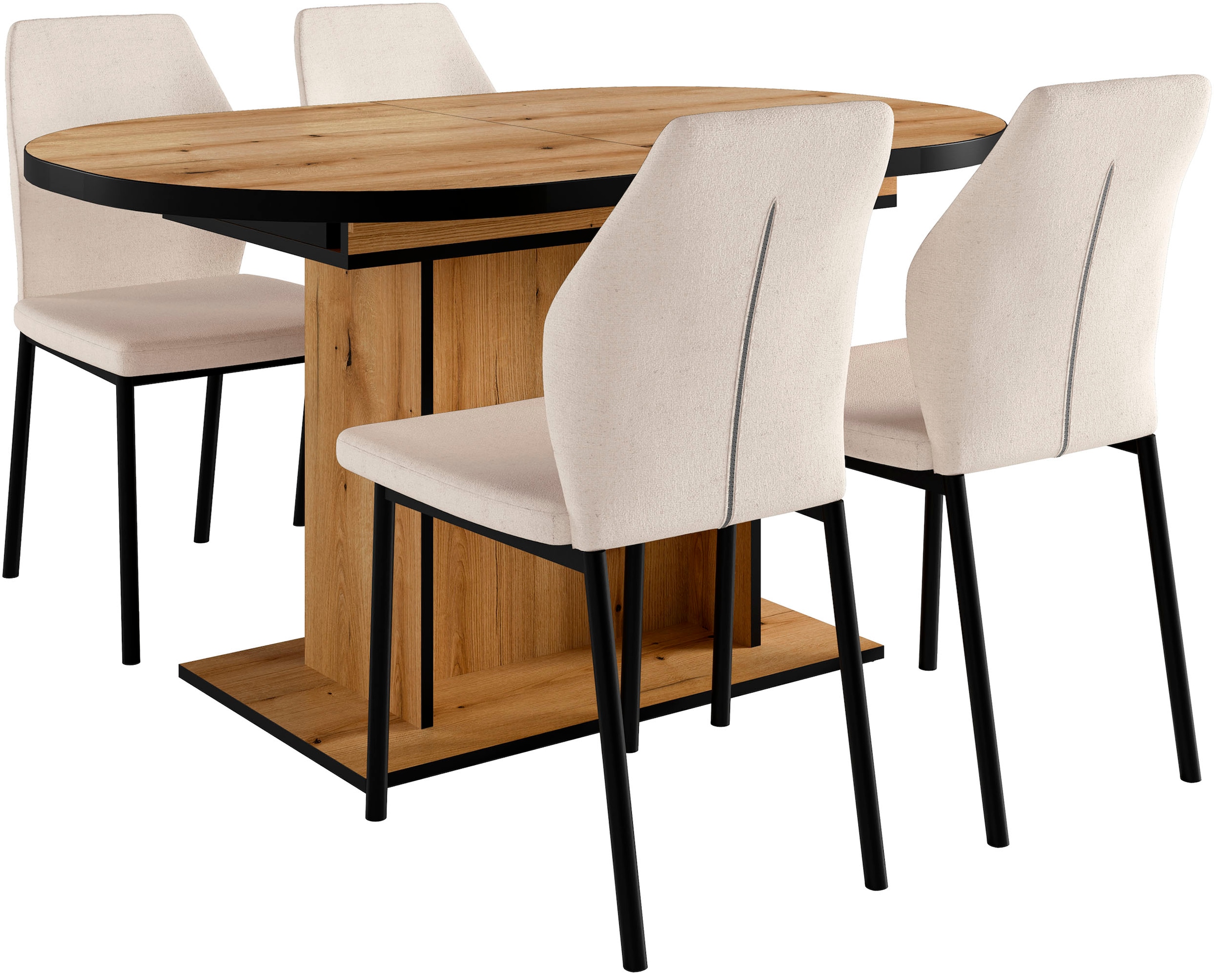 OTTO home Essgruppe "Basel, Tischgruppe mit 4 Stühlen, Esstisch ausziehbar günstig online kaufen