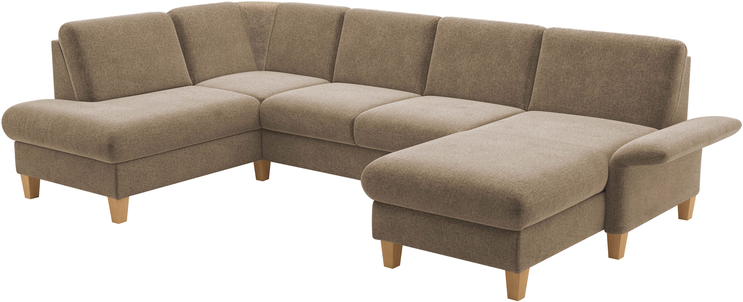 Home affaire Wohnlandschaft »Rochelle, U-Form«, optional mit Armteilverstellung, mit Bettfunktion & Bettkasten