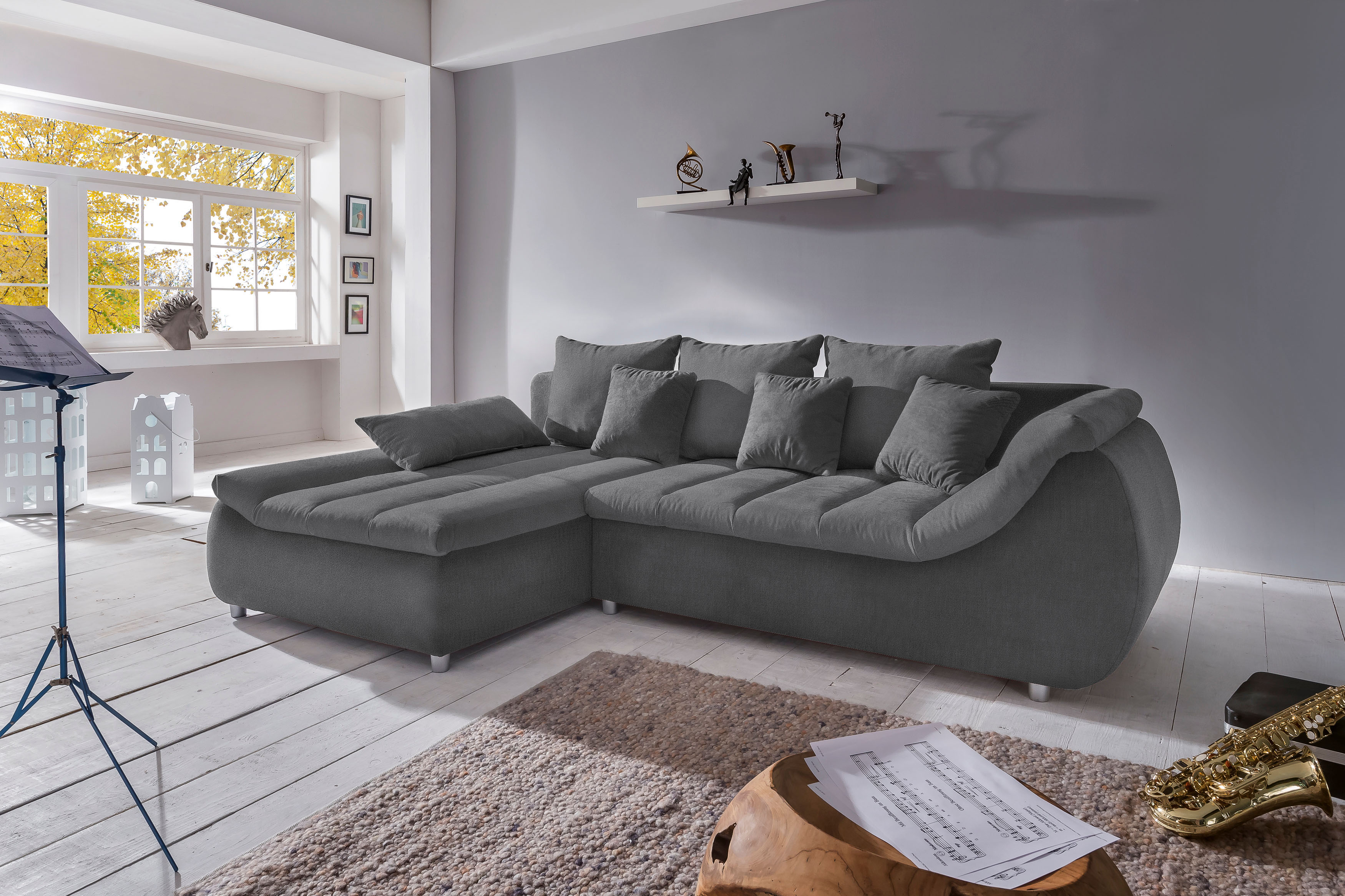 Home affaire Ecksofa "Imola, bequem, aktuelle Steppung im Sitz, L-Form, Breite 270cm" wahlweise mit Bettfunktion