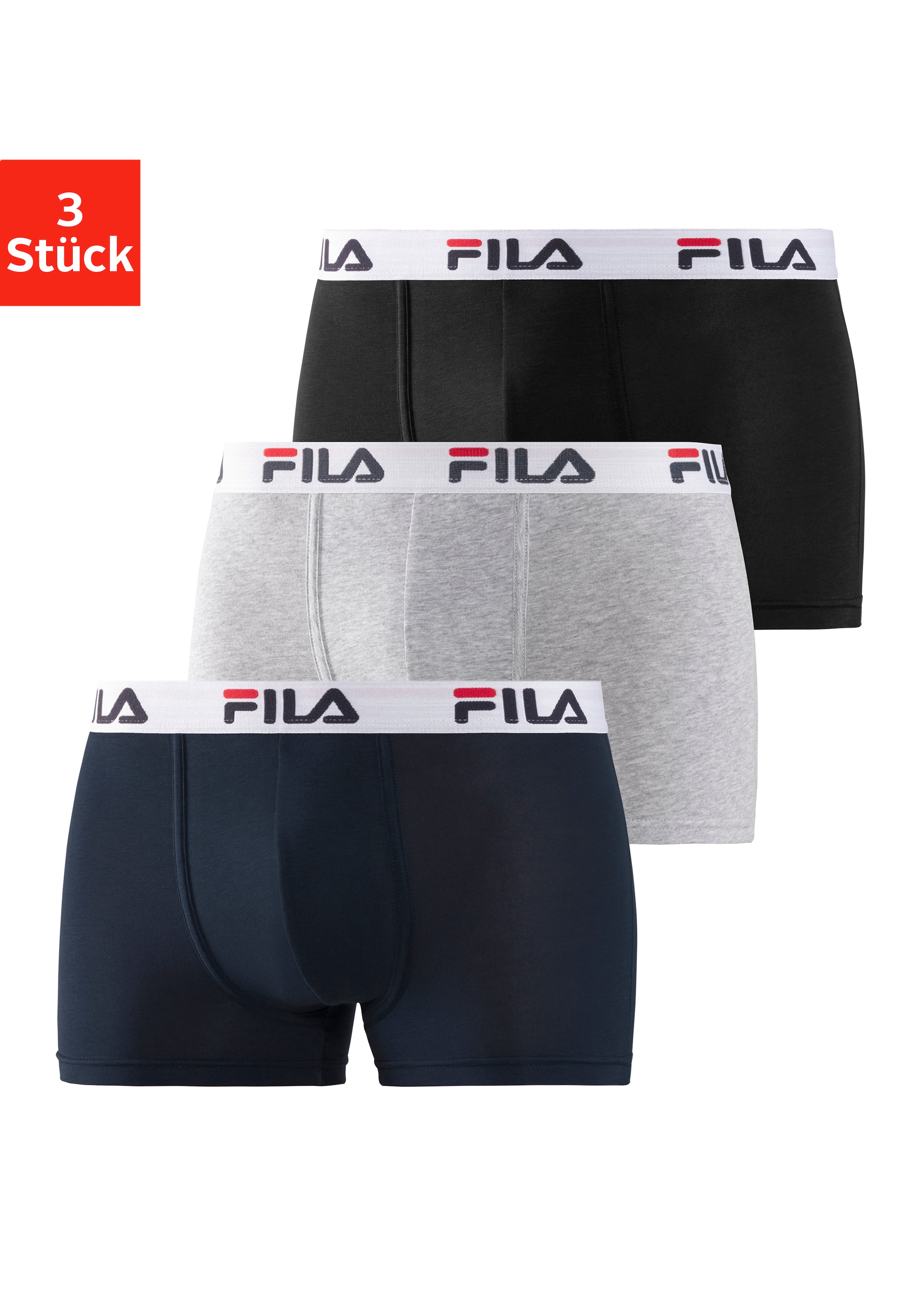 Fila Boxer, (3er Pack), mit Logo Schriftzug im Bund