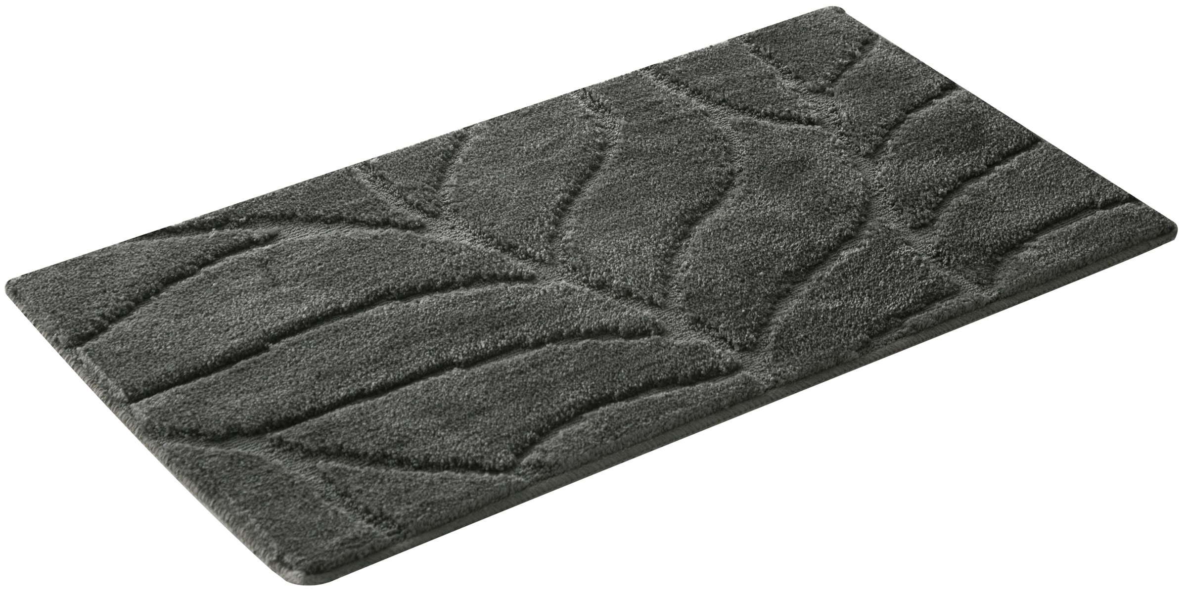 my home Badematte »Epense, Badvorleger, Badezimmer Teppich, Duschvorleger«, fußbodenheizungsgeeignet-schnell trocknend, Badteppich, Uni Farben, Blätter, Hoch-Tief Effekt