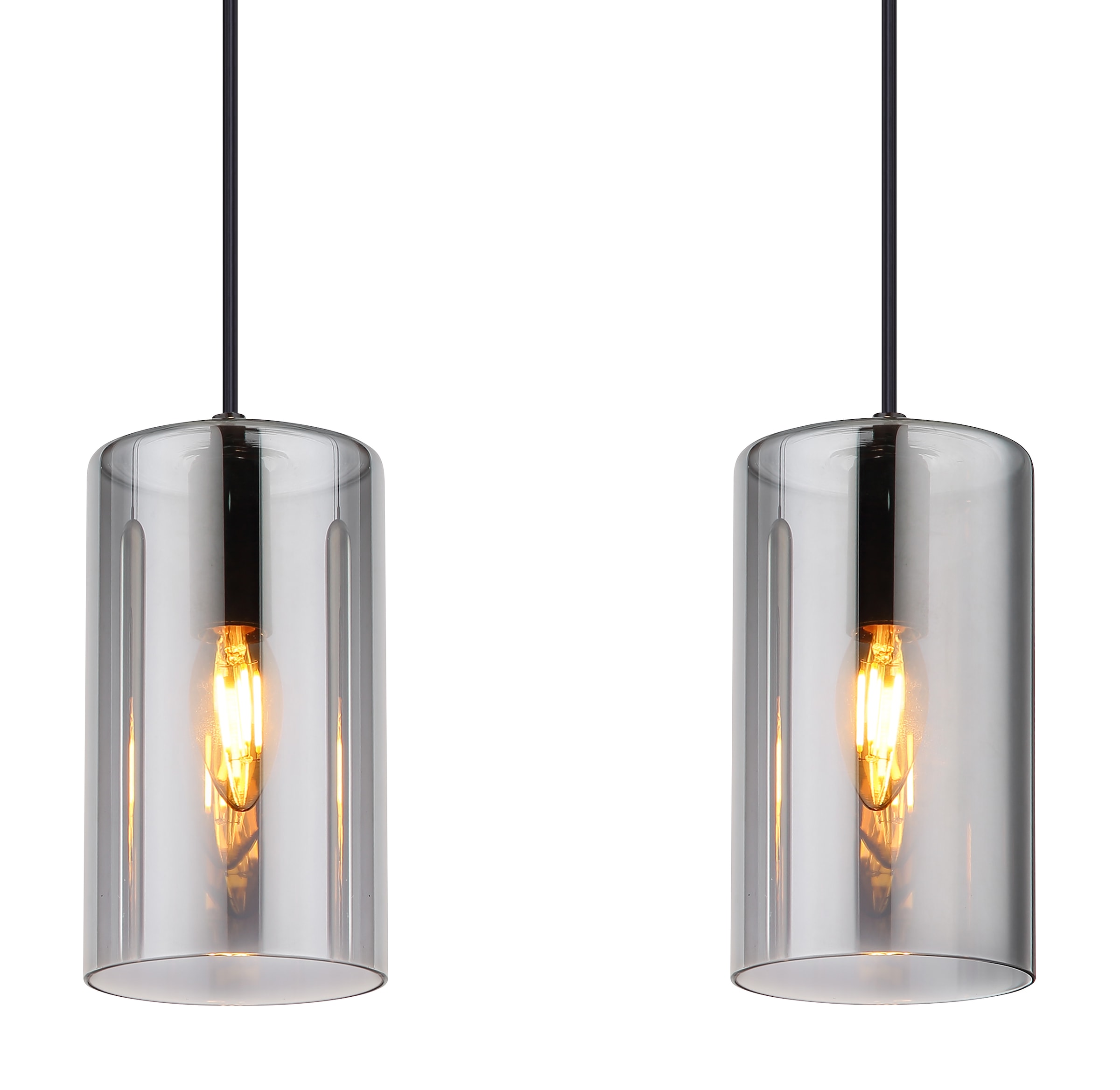 GLOBO LIGHTING Hängeleuchte »OLLY« E14 1 Stk. Schwarze Hängeleuchte mit Rauchglas, höhenverstellbar, 3x E14