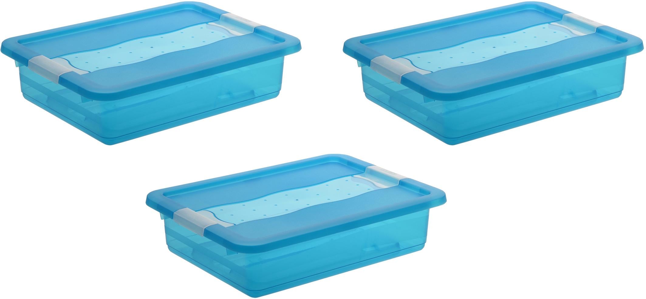 KEEEPER Organizer "cornelia", B:29,5cm H:9,5cm T:39,5cm, blau, Büro, Aufbewahrungsboxen, Aufbewahrungsbox, mit Deckel, Schiebeverschluss, 7 L