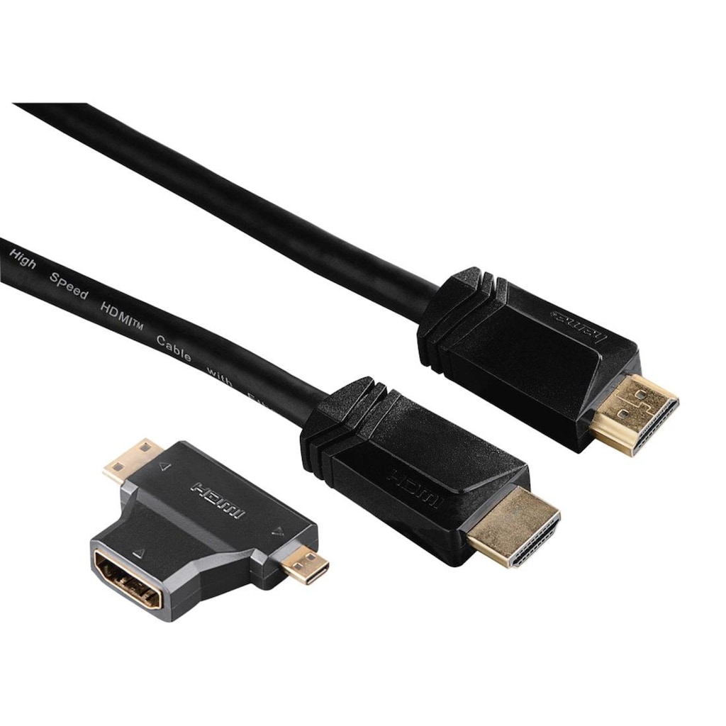 Hama HDMI-Kabel »High Speed HDMI™-Kabel Stecker-Stecker Ethernet 1,5m+HDMI™-Adapter«, HDMI, 150 cm