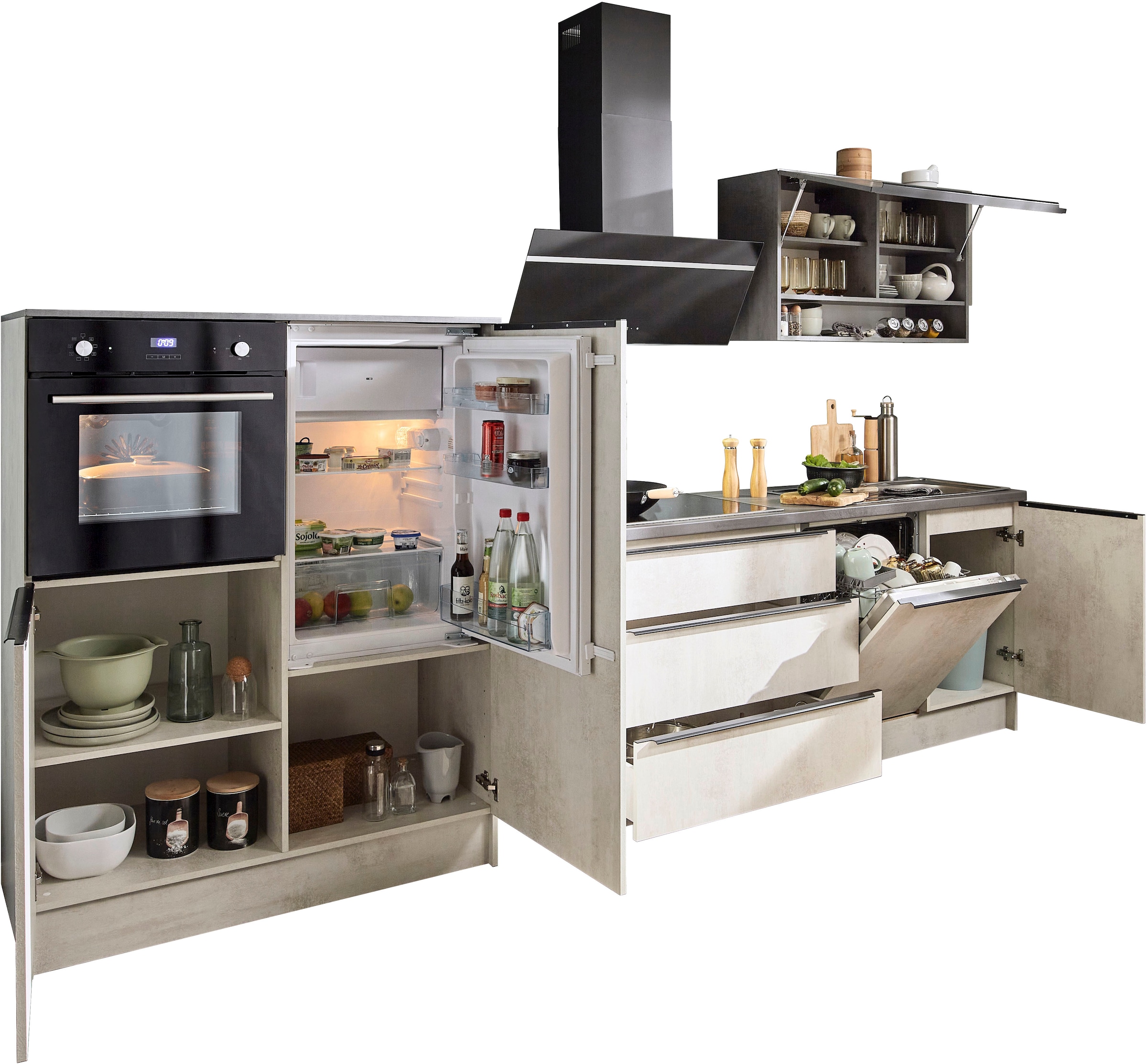 BASIC by Balculina Küchenzeile »Boston«, Breite 200 + 123 cm, wahlweise mit E-Geräten