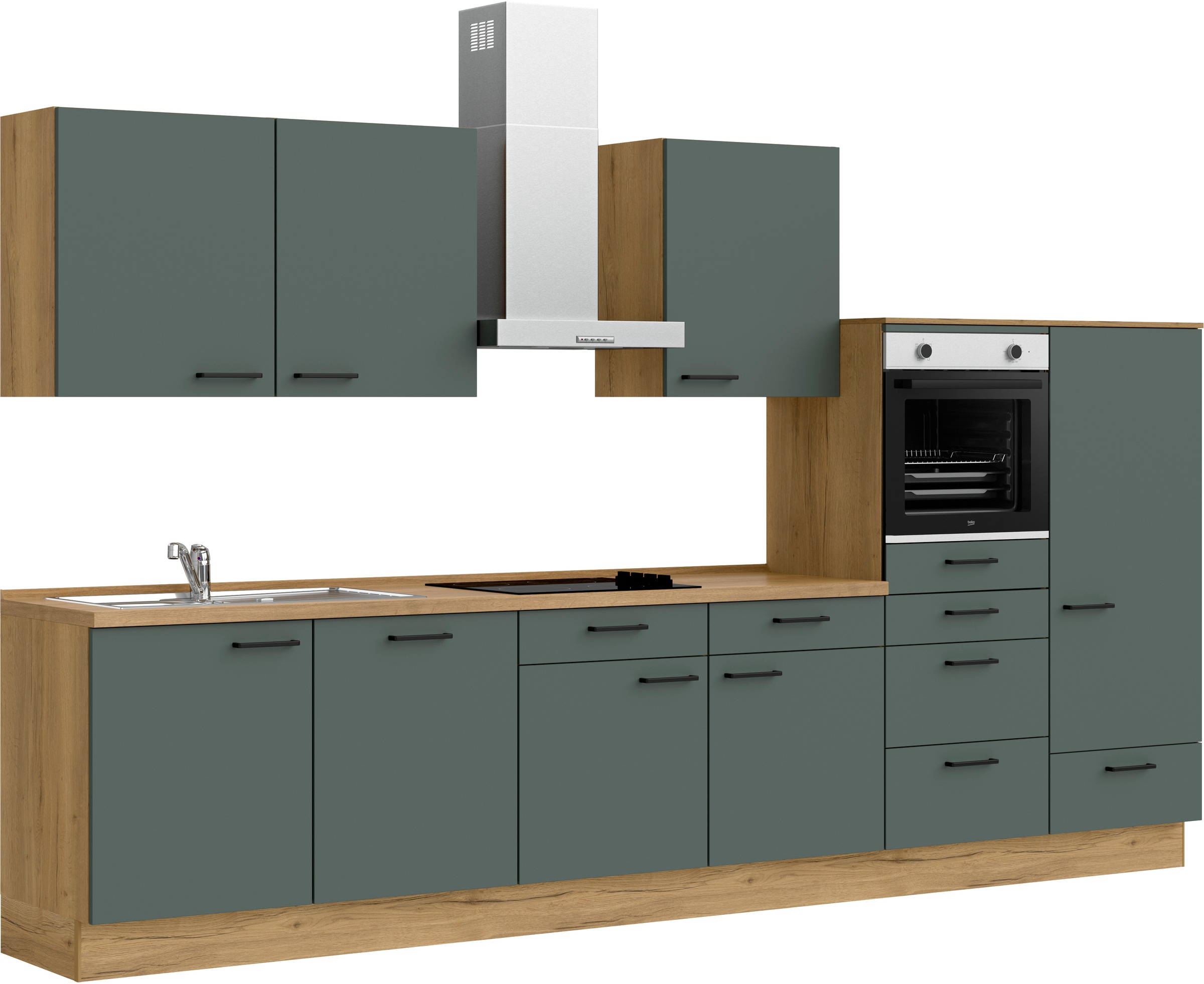 nobilia® Küchenzeile »"Easytouch I"«, vormontiert, Ausrichtung wählbar, Breite 360 cm, wahlw. mit E-Geräten