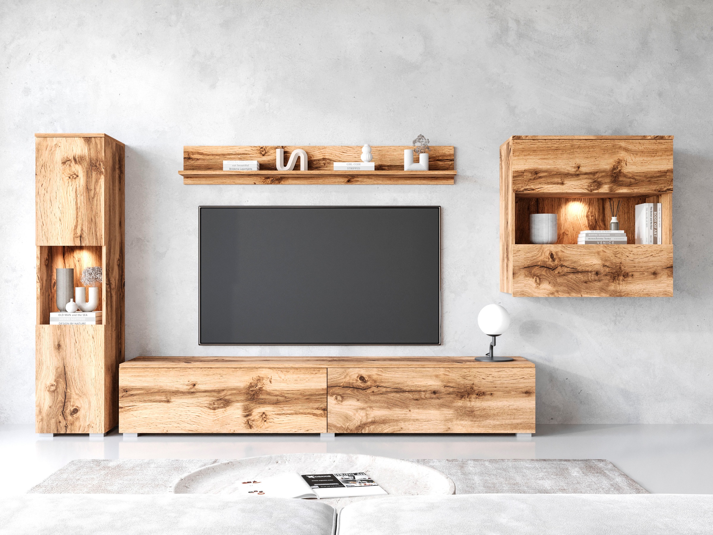 OTTO home "PARIS, Vitrine Türanschlag links/rechts wechselbar" Komplett-Set, 4 Stk. tlg.