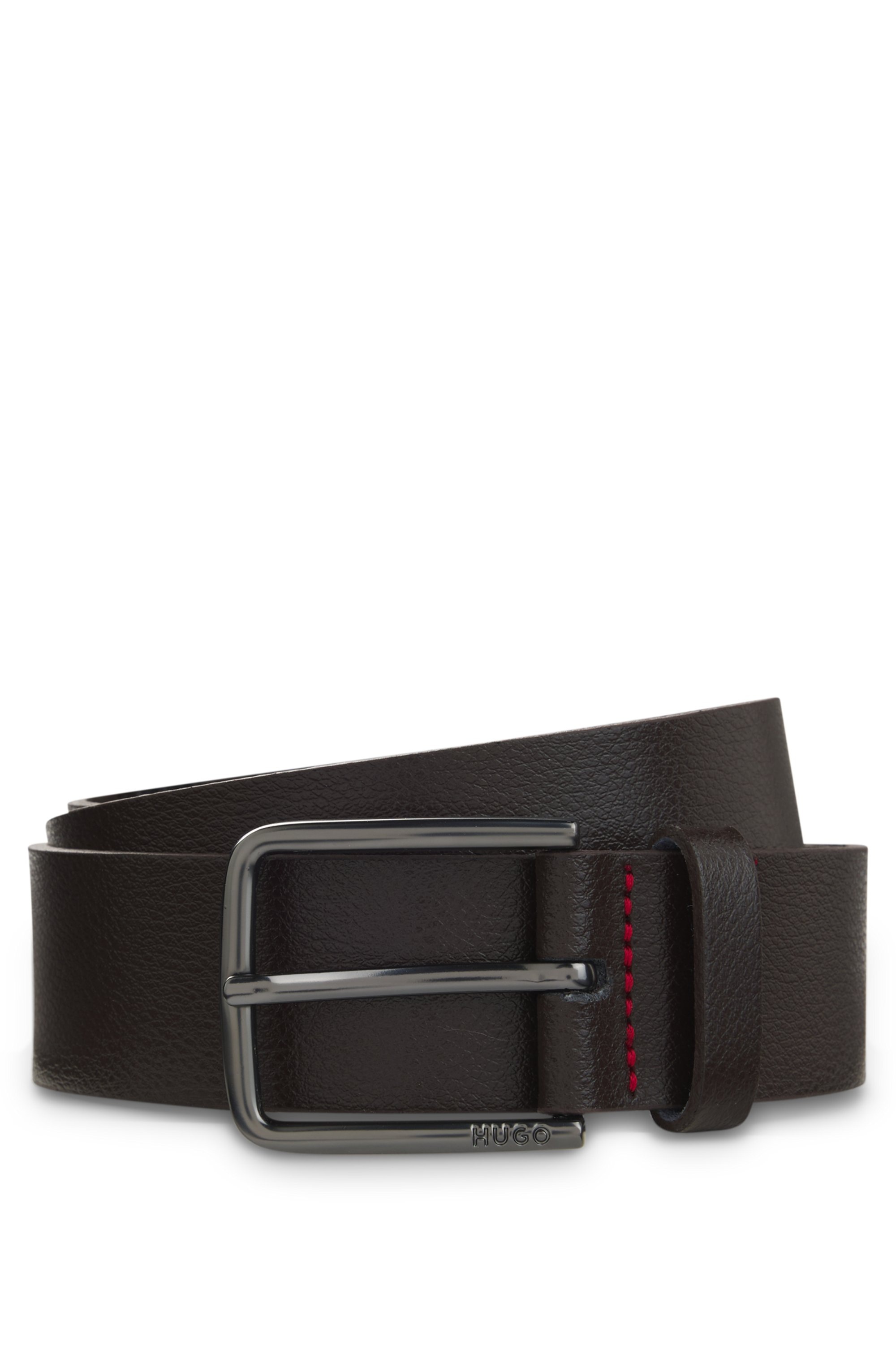 HUGO Herren Ledergürtel "Gerik-Lam Sz35", braun, Gr. 85, unifarben, Rindsleder, Gürtel, mit polierter Schließe