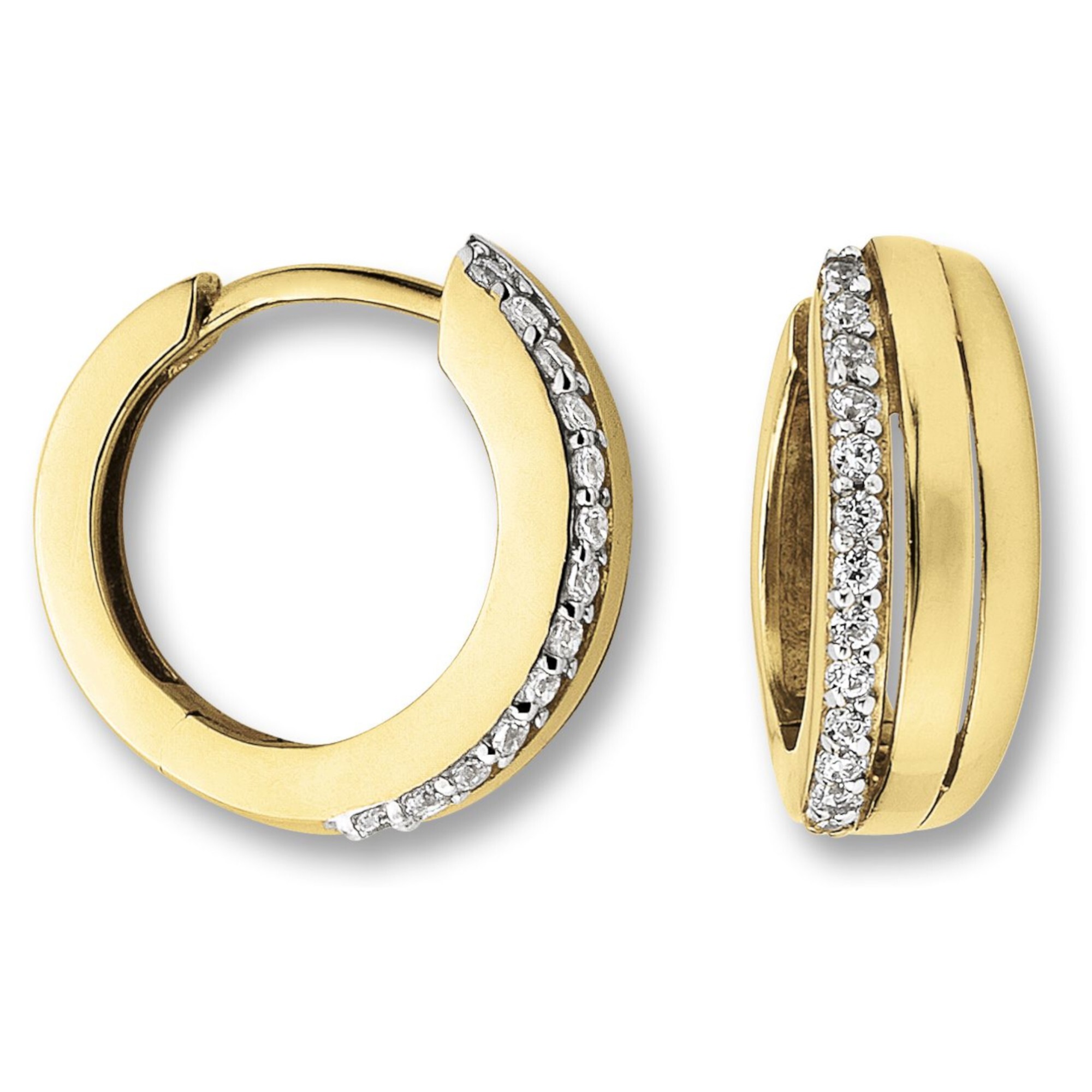 ONE ELEMENT Paar Creolen »Zirkonia Ohrringe Creolen aus 333 Gelbgold«, Damen Gold Schmuck