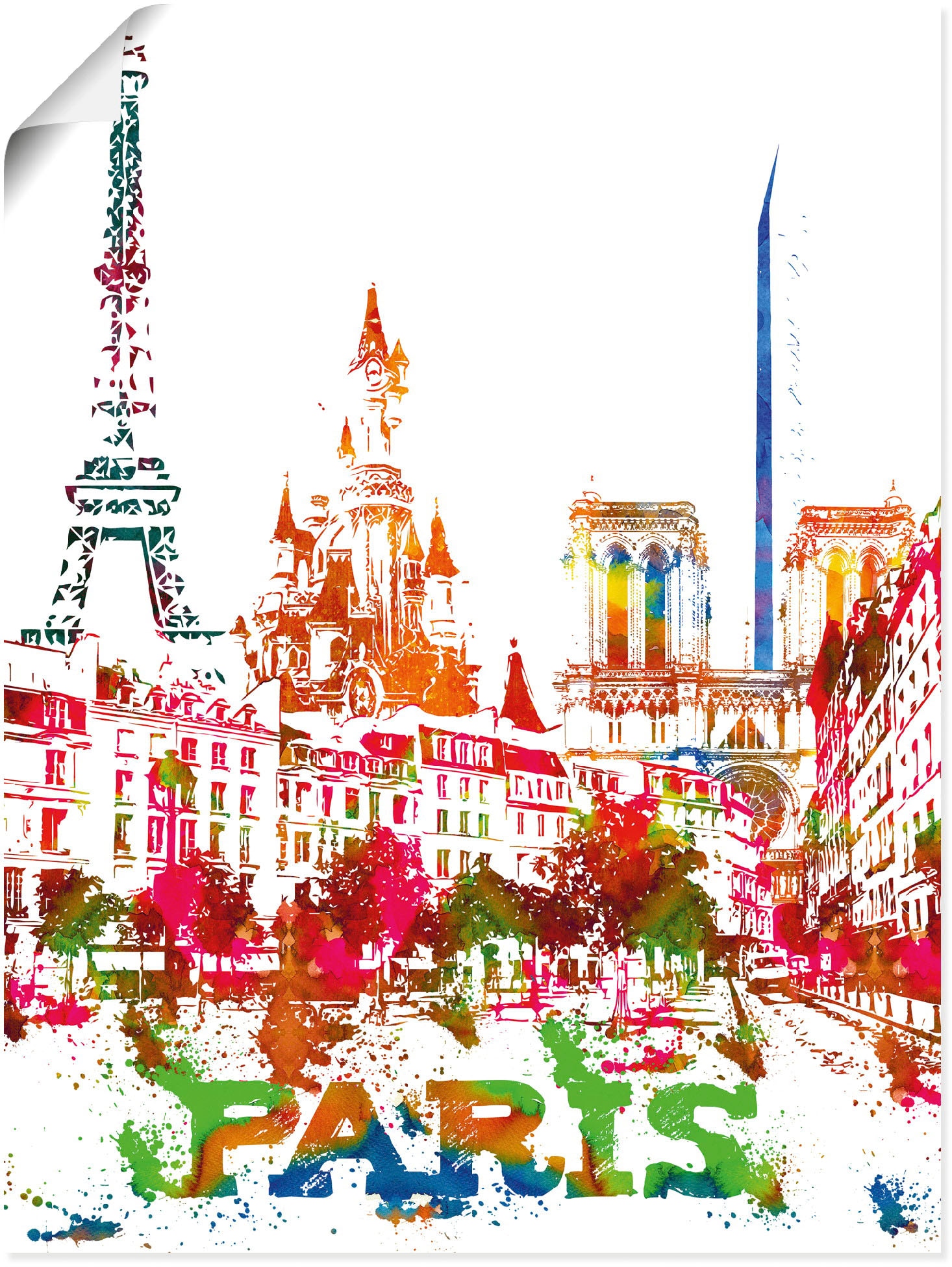 Artland Wandbild »Paris Grafik«, Paris, (1 St.), als Alubild, Outdoorbild, Poster in verschied. Größen