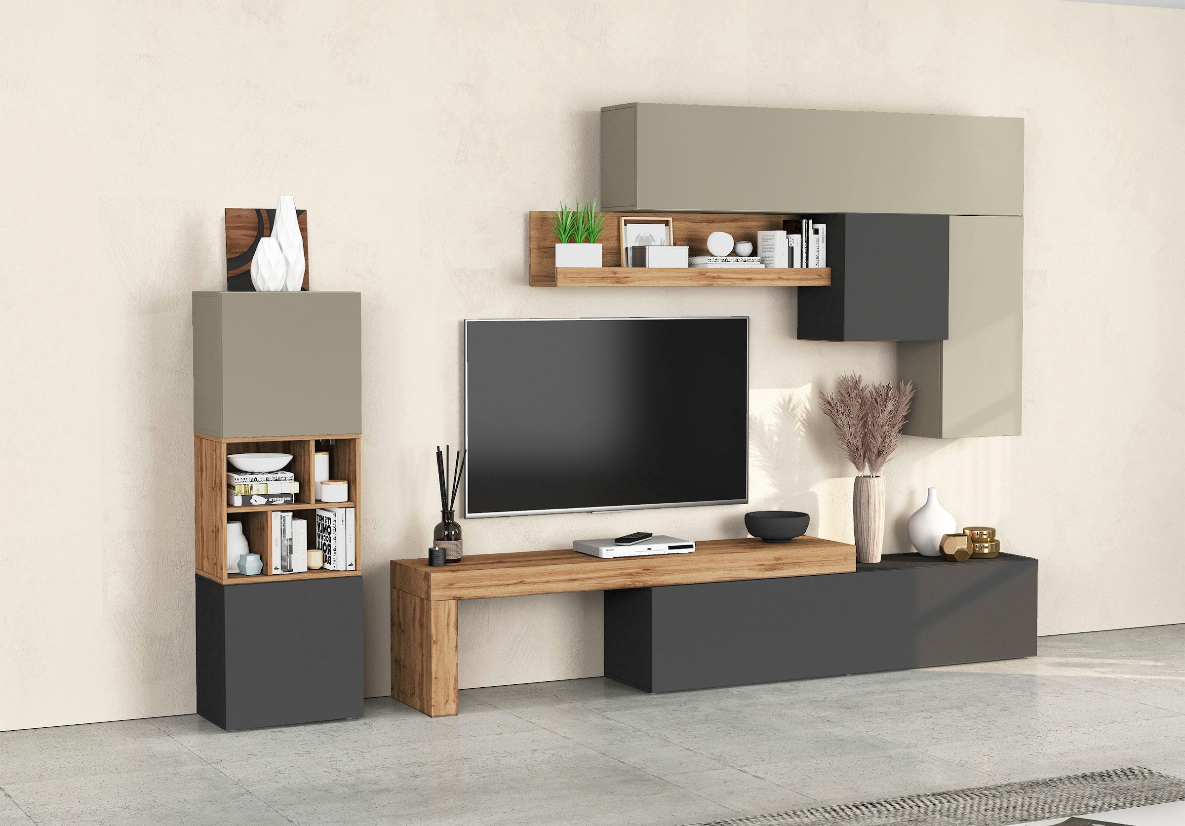 INOSIGN Wohnwand "Chronos Wohnwand, Medienwand, 8-er set" Set, 8 Stk. tlg. günstig online kaufen