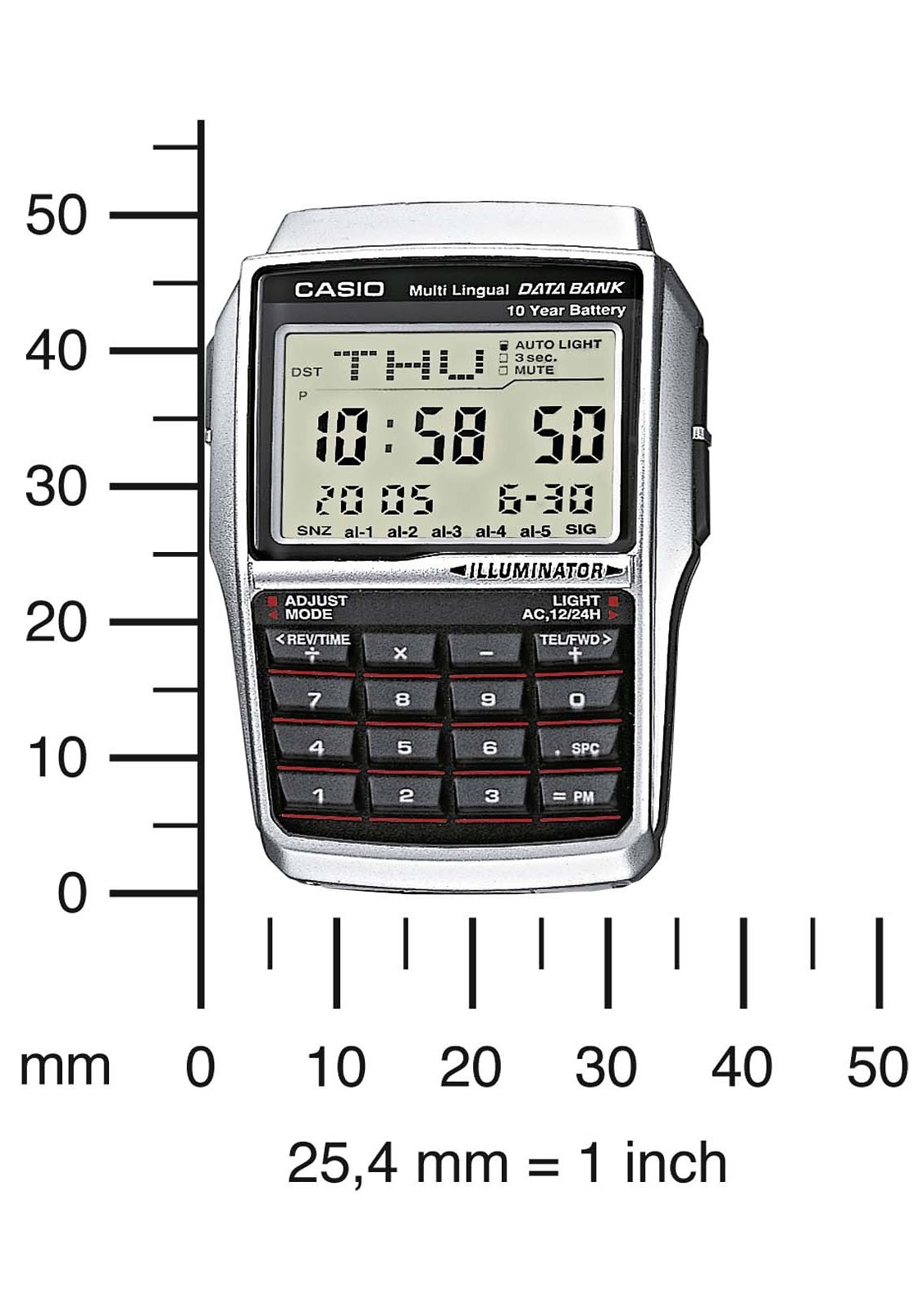 CASIO VINTAGE Chronograph, Quarzuhr, Armbanduhr, Taschenrechner, digital, Edelstahlarmband