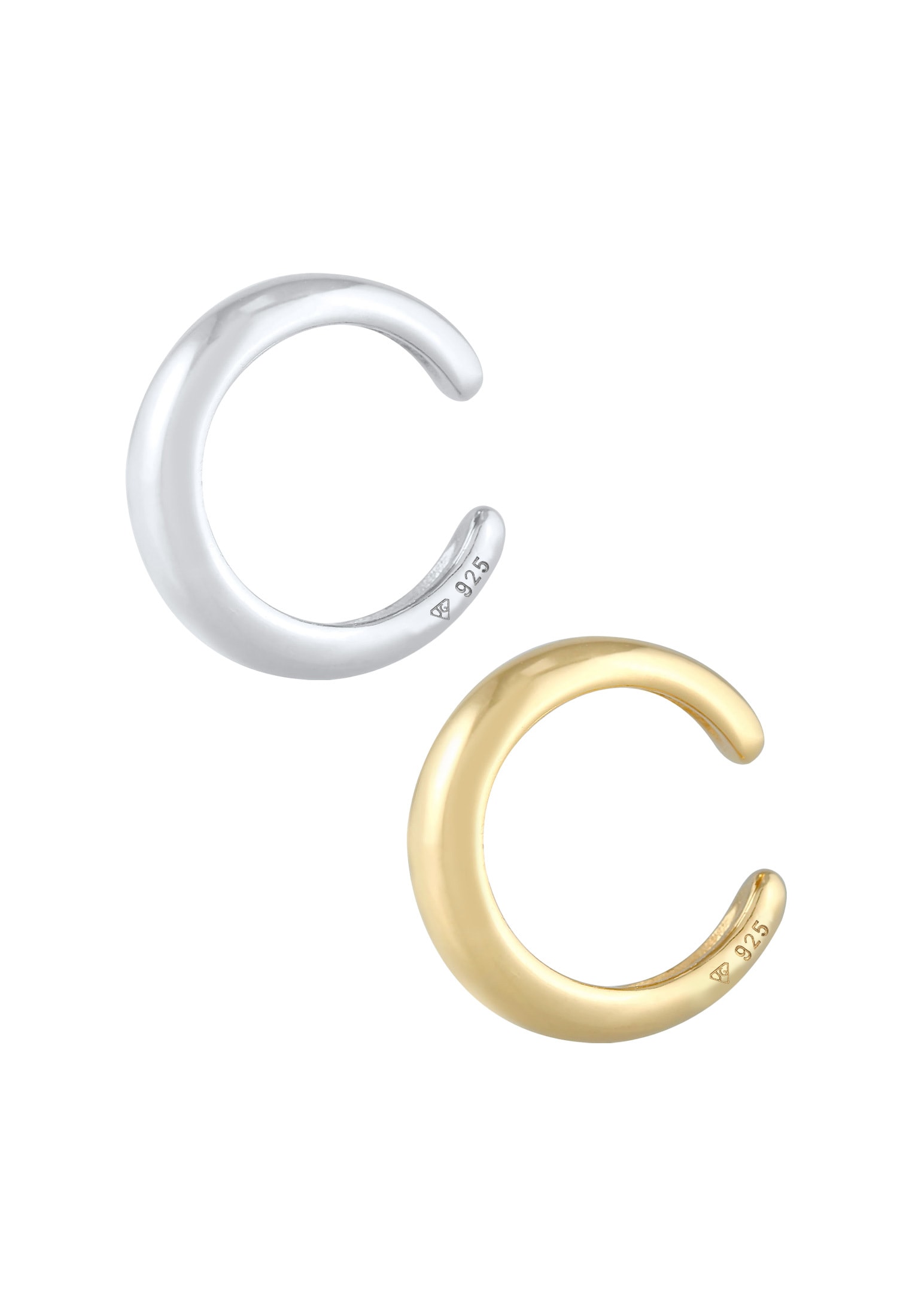 Elli Schmuckset »Ohrringe Earcuff Set Bi-Color Rund Gewölbt 925 Silber« ()