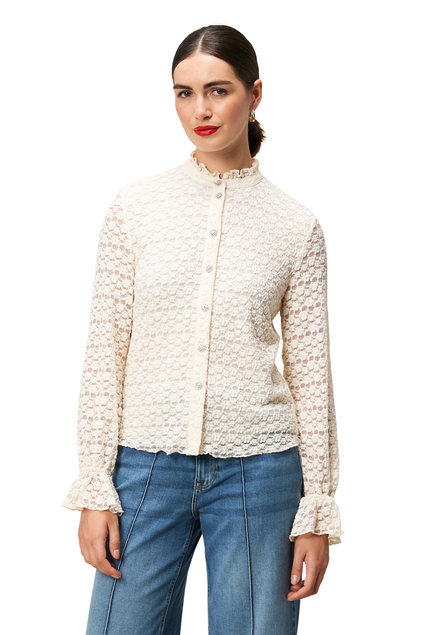 Zero Spitzenbluse "Damen mit Knopfleiste" günstig online kaufen