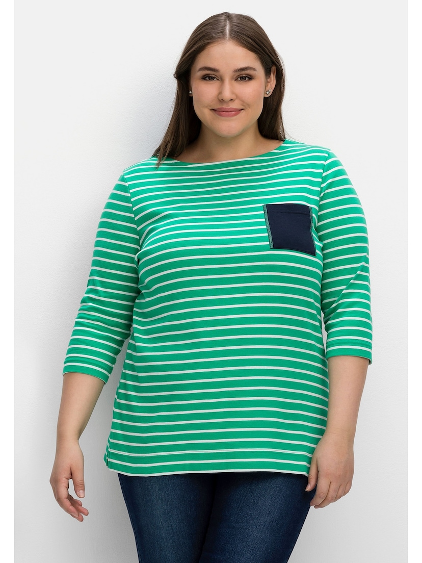 Sheego 3/4-Arm-Shirt »Große Größen«, aus reiner Baumwolle online bestellen  | BAUR