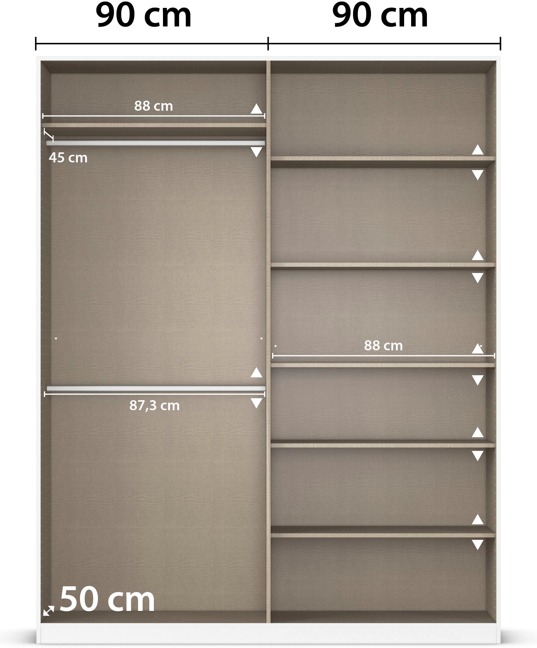 rauch Drehtürenschrank »Kleiderschrank Kleiderschränke Schrank Garderobe AGORDO mit Glasfront«, (in zwei Griff-Farben), durchdachte Innenausstattung, in 6 Breiten und 2 Höhen MADE IN GERMANY