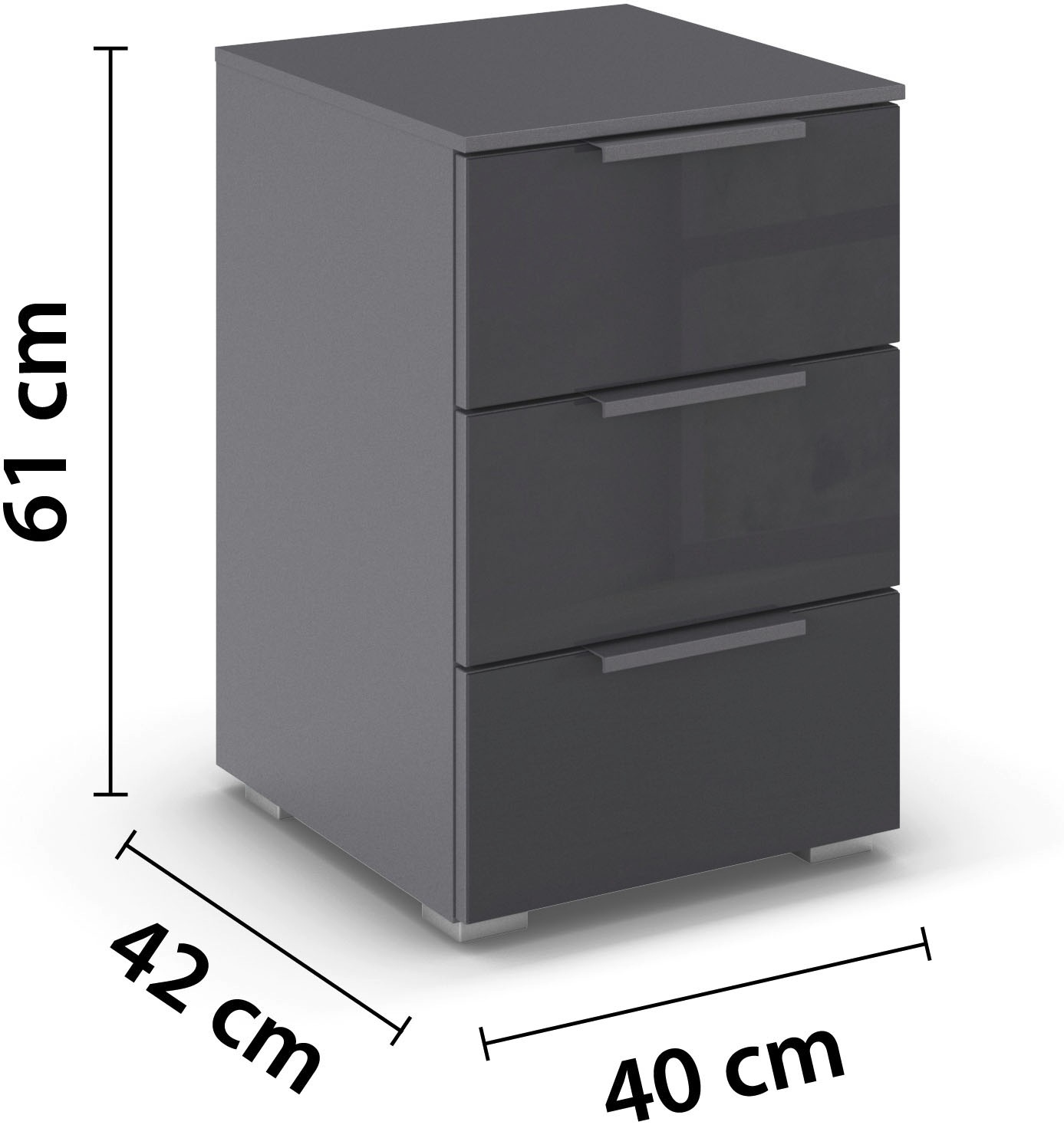 rauch Nachtkommode »Nachttisch Nachtkonsole Nachtschrank KOLUNA mit Glasfront«, (Breite 40 cm), mit 3 geräumigen Schubladen für viel Stauraum MADE IN GERMANY