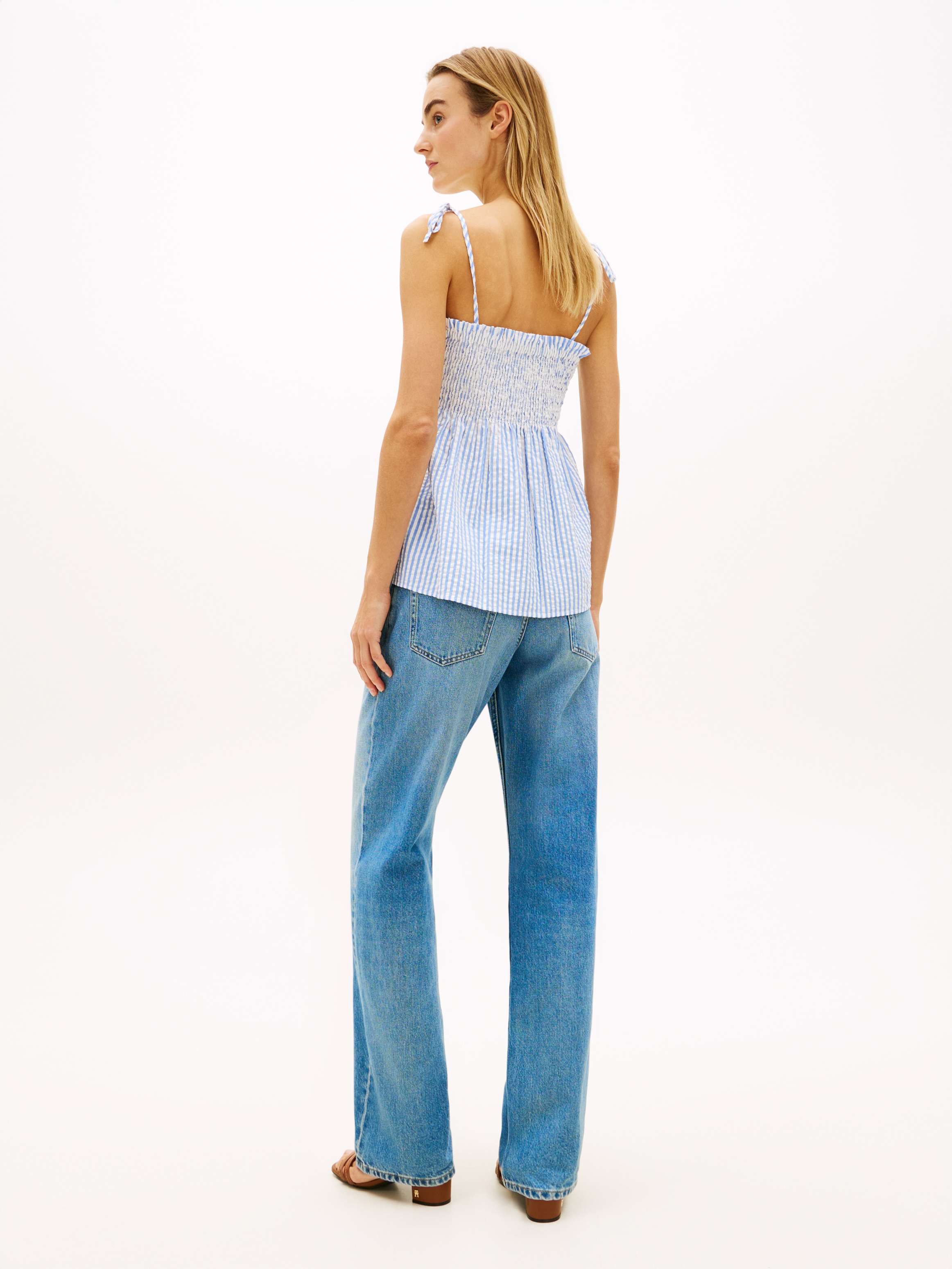 Tommy Hilfiger Smoktop »SWIMSHOP SEERSUCKER SMOCKED TOP« Baumwolle, Träger zum Binden