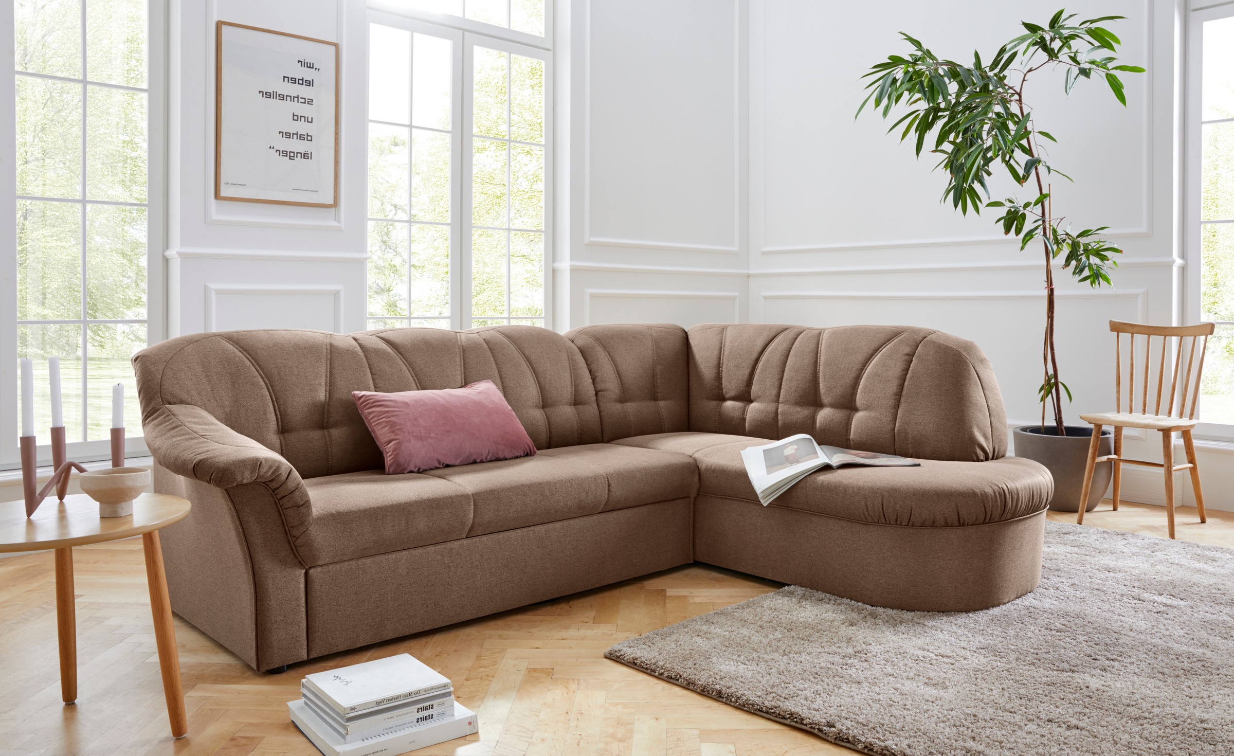DOMO collection Ecksofa "Pegnitz, zeitlose und elegante Rückensteppung, Bre günstig online kaufen