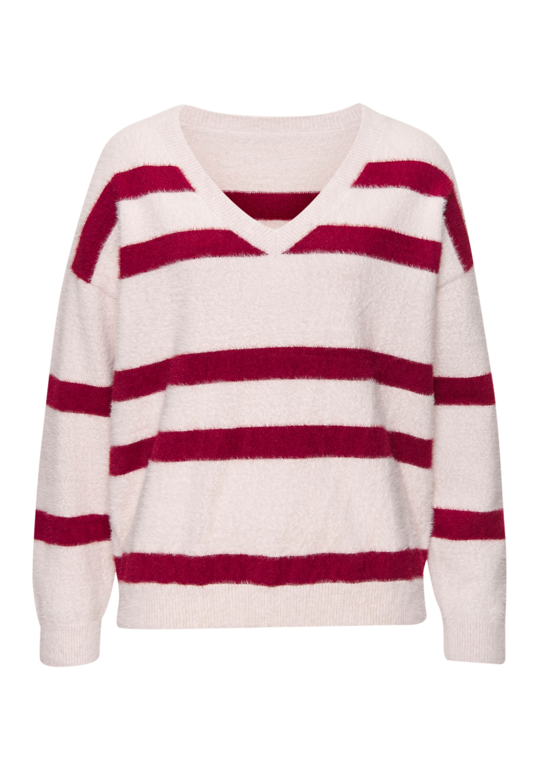 LASCANA Streifenpullover, aus kuschelweichem Strick, V-Ausschnitt, Streifen günstig online kaufen