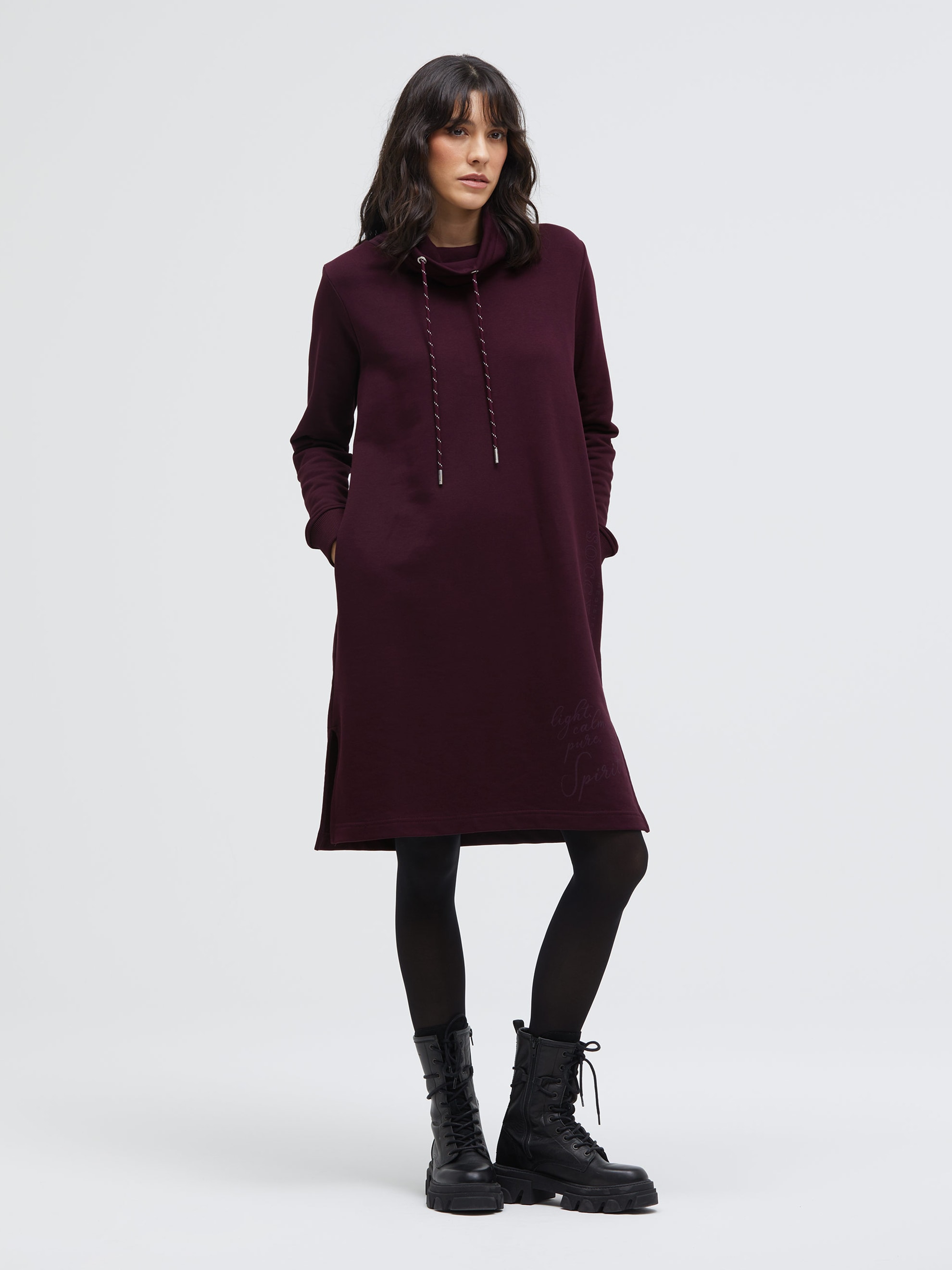 SOCCX Sweatkleid Ohne Taschen mit Seitenschlitze