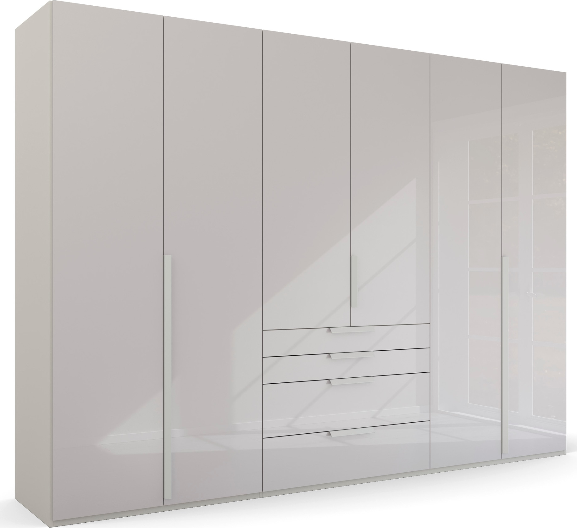 rauch Drehtürenschrank "Kleiderschrank Schrank Garderobe Wäscheschrank PURISMA Glasfront" in den Breiten 151/201/251/301 cm, inkl. SOFT-CLOSE-FUNKTION, mit Schubladen und umfangreichem Zubehör MADE IN GERMANY